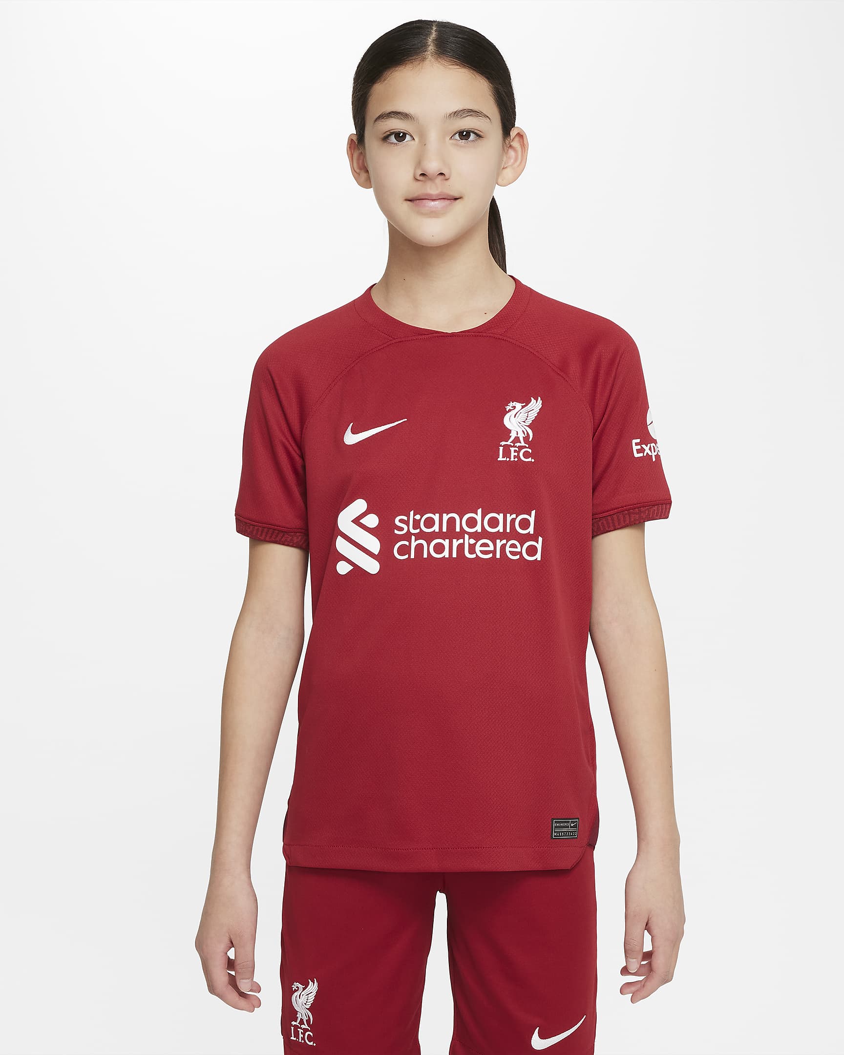 2022/23 赛季利物浦主场球迷版 Nike Dri-FIT 大童足球球衣 - 深红/队红/白色