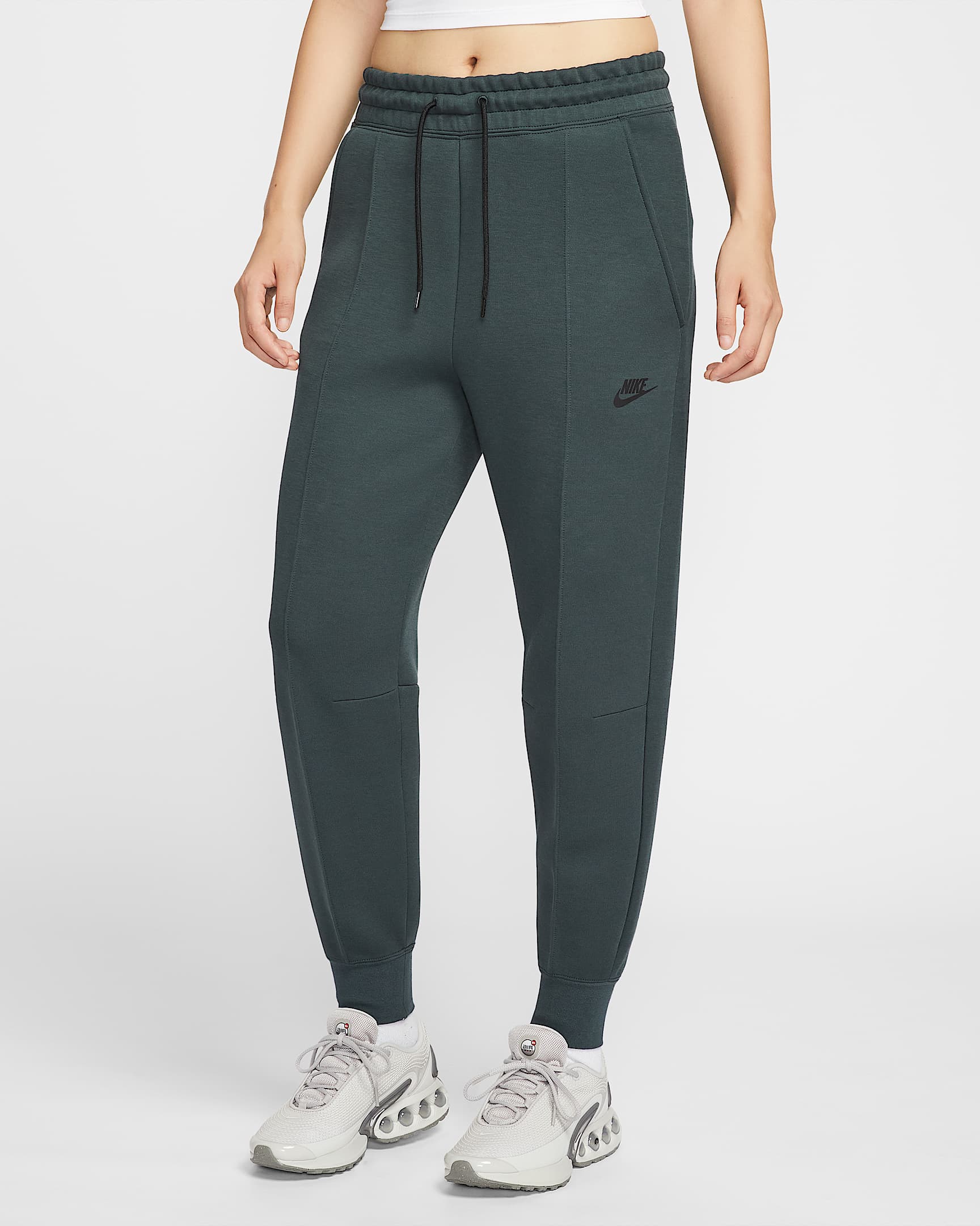 Nike Sportswear Tech Fleece 女子中腰长裤 - 海藻绿/黑
