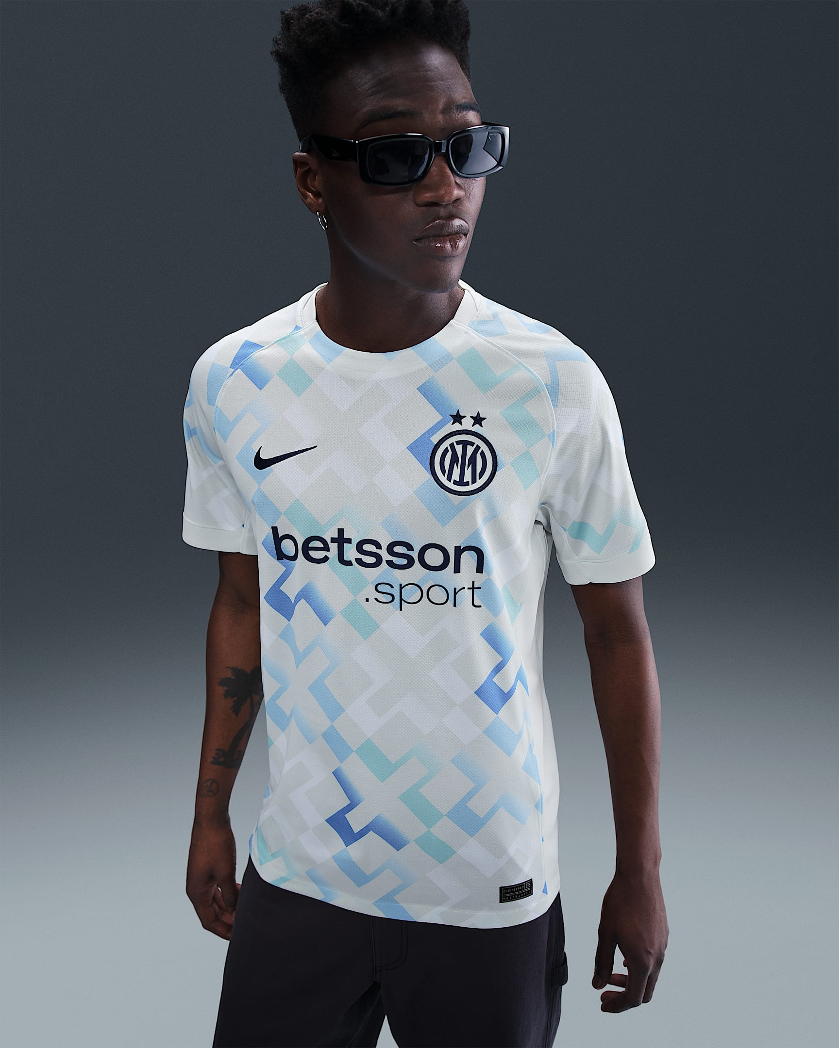 2025/26 赛季国际米兰客场球迷版 Nike Dri-FIT 男子速干足球球衣 - 幻影浅绿/白色/空间蓝