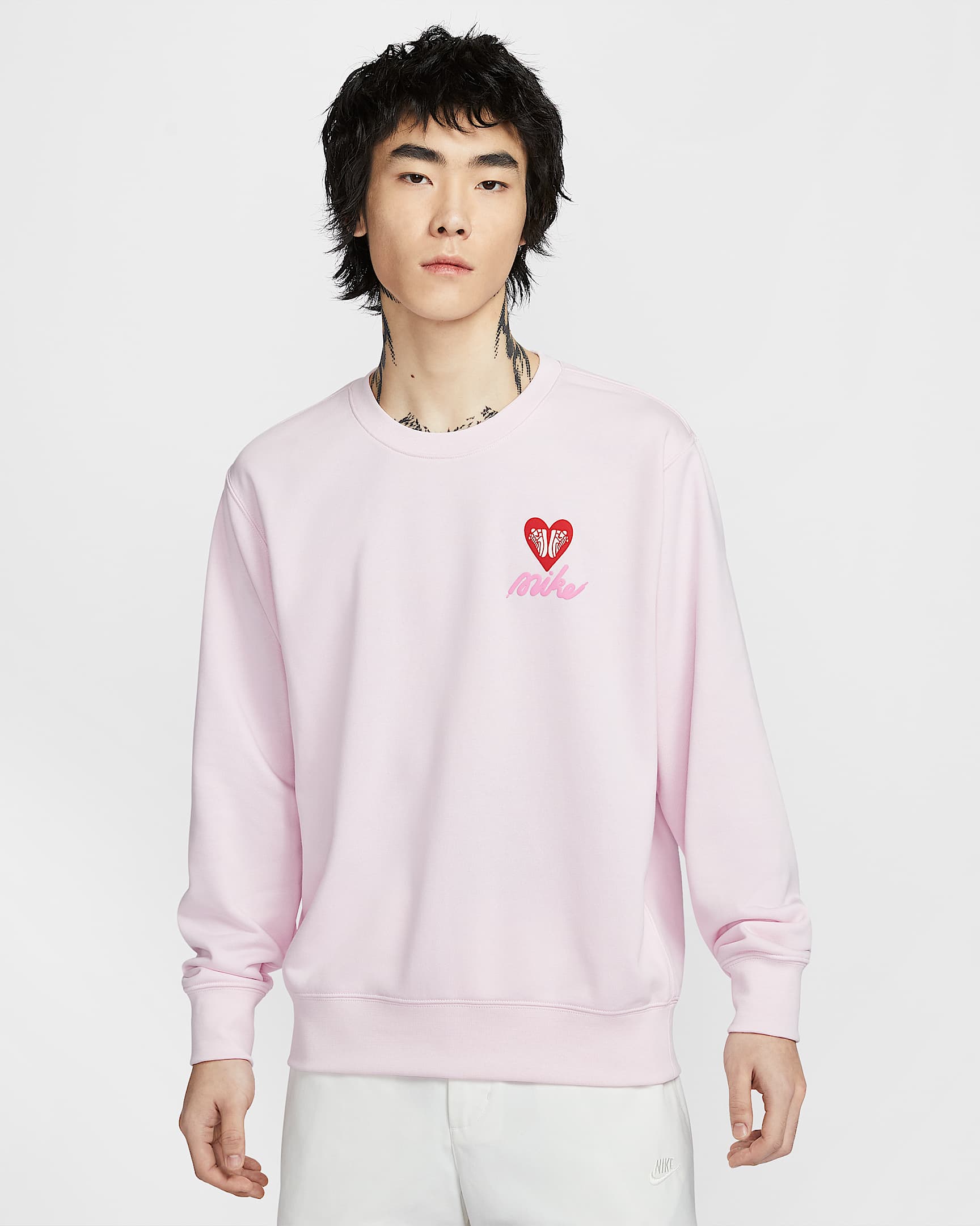 Nike Club 情人节男子法式毛圈圆领运动衫 - 泡沫粉