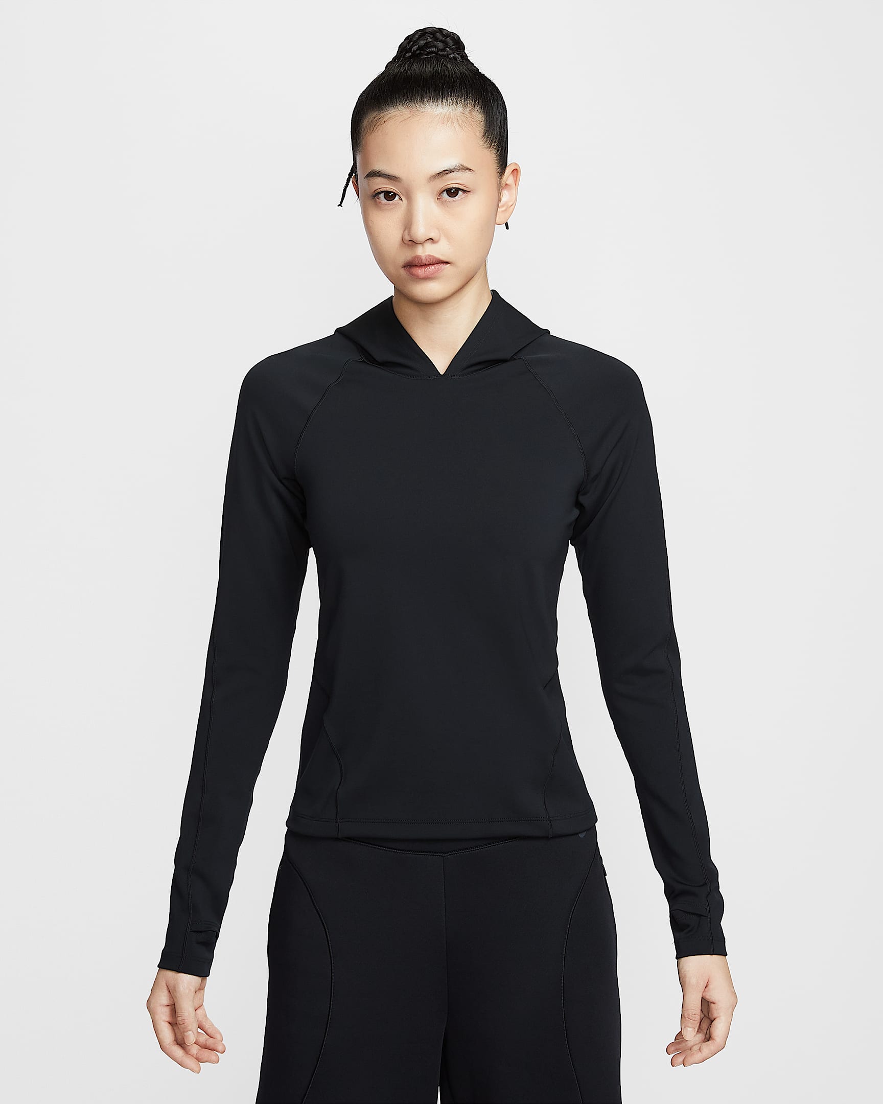 Nike Universa Dri-FIT 女子速干修身连帽长袖上衣 - 黑/煤黑/黑/暗烟灰