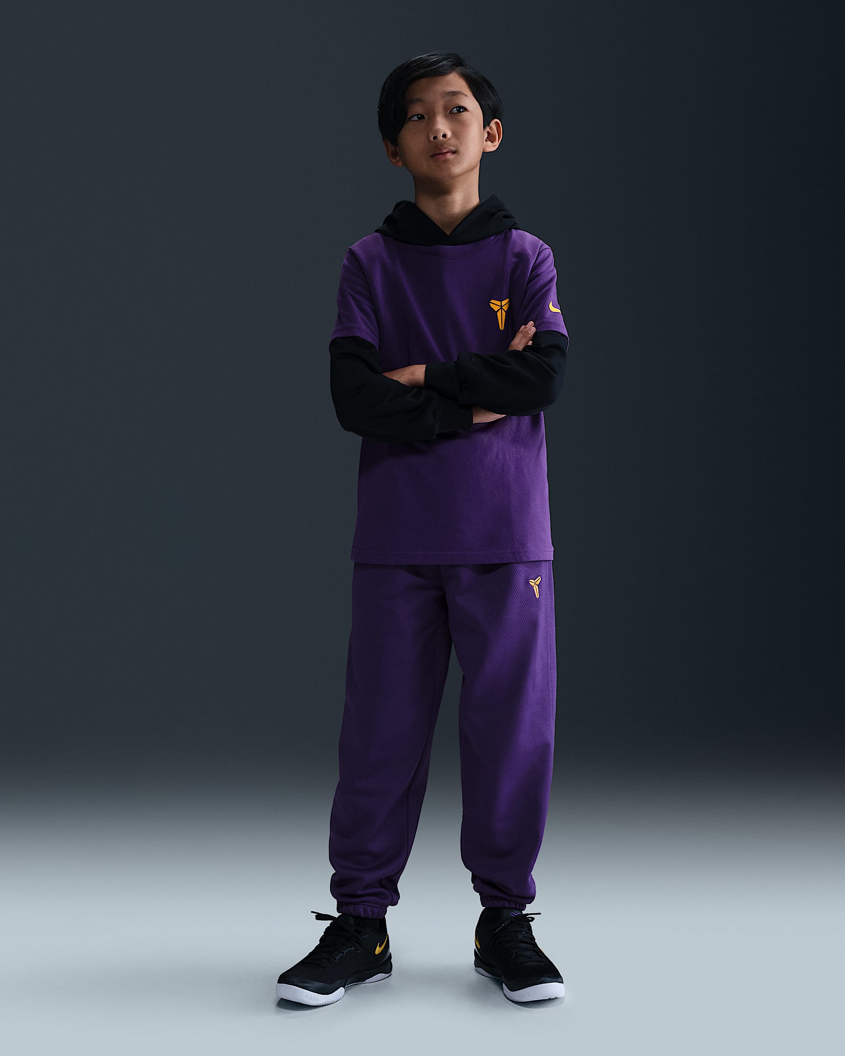 Kobe Therma-FIT 科比大童加绒长裤 - 庭紫/大学金/大学金
