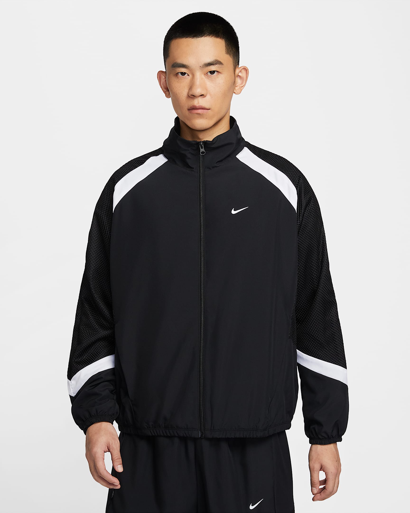 Nike Icon 男子速干梭织薄绒里料篮球夹克 - 黑/黑/白色/白色