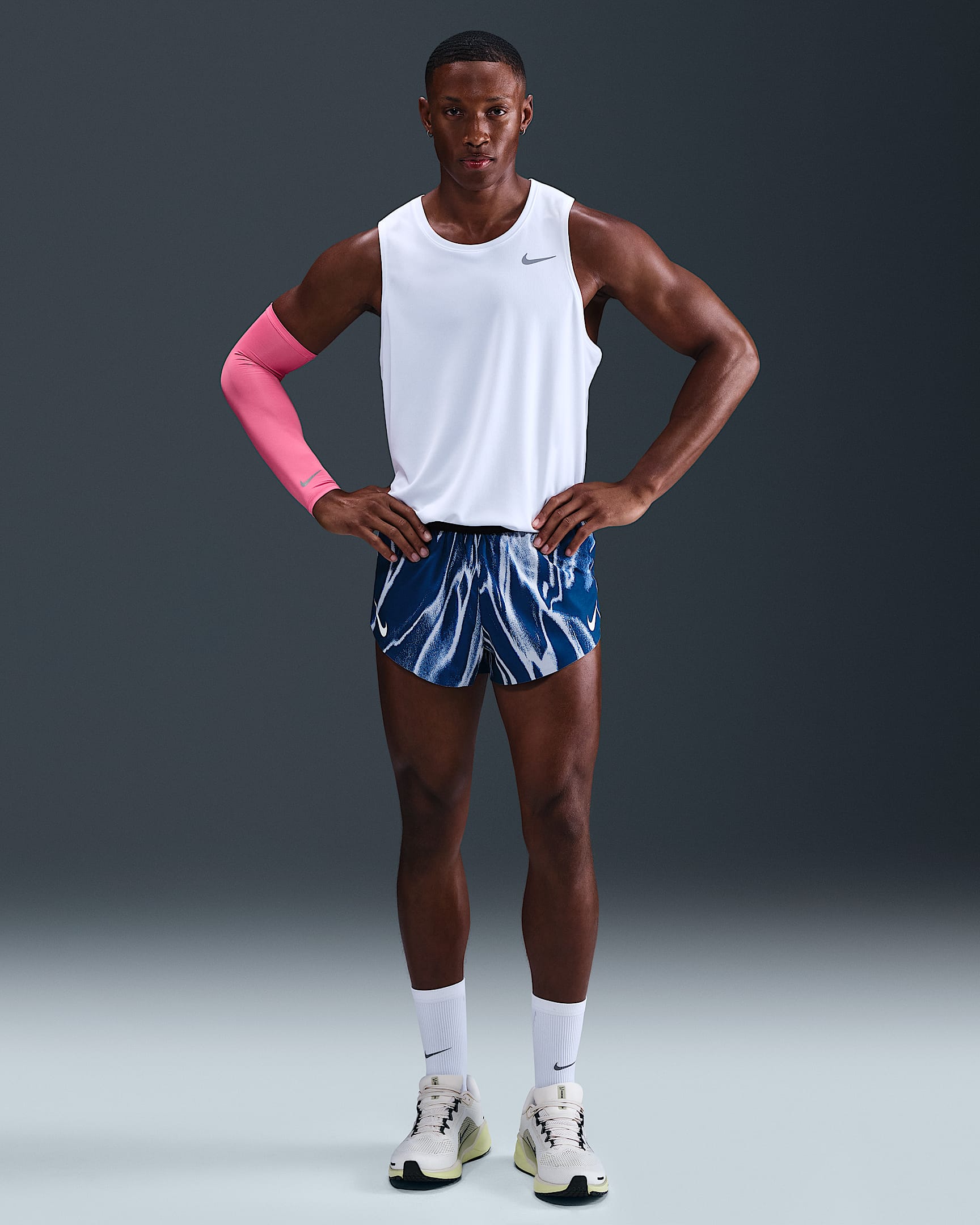 Nike AeroSwift Dri-FIT ADV 男子速干跑步短裤(含衬裤) - 海岸蓝/白色