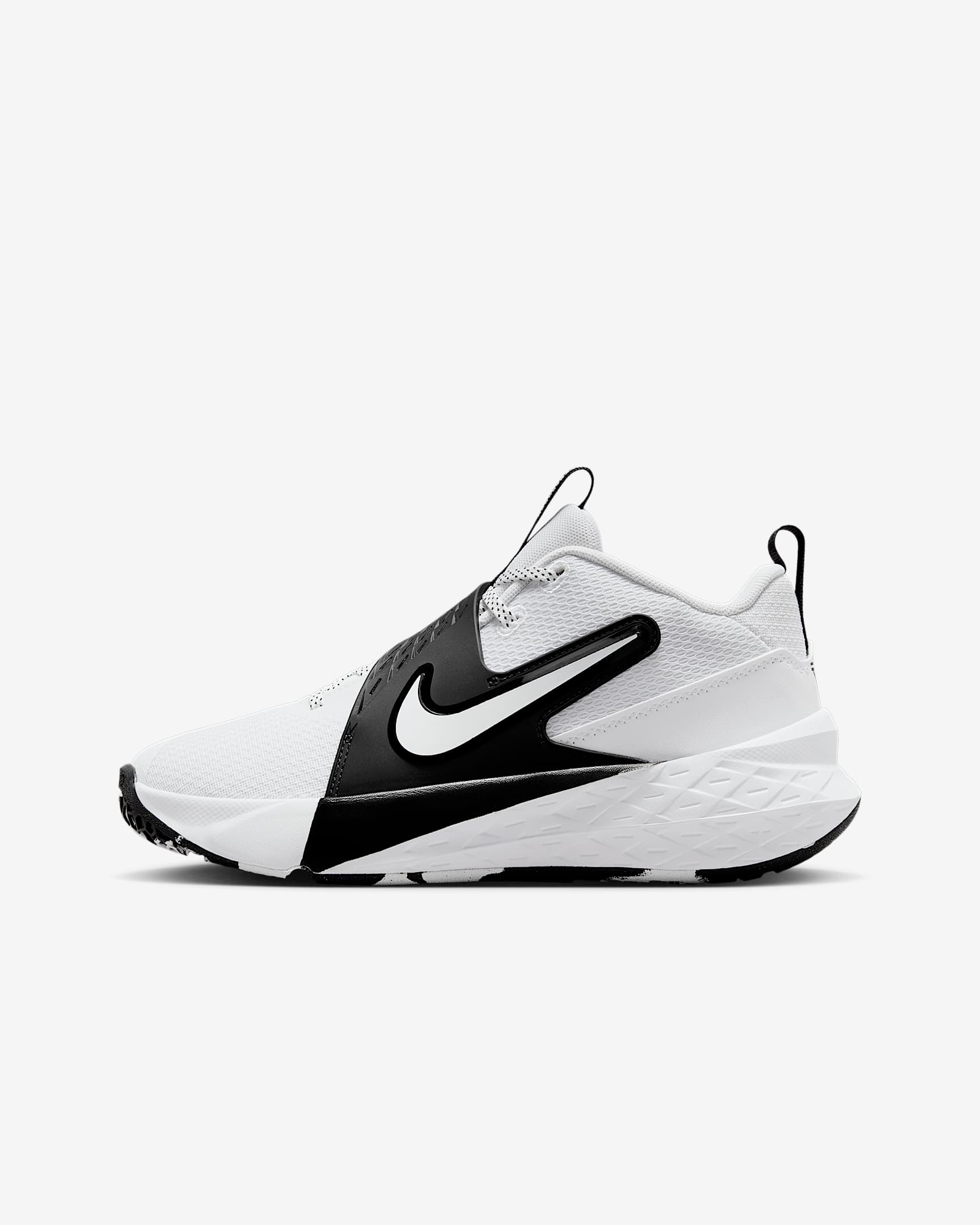 Nike Team Hustle D 12 大童篮球鞋 - 白色/黑/白色