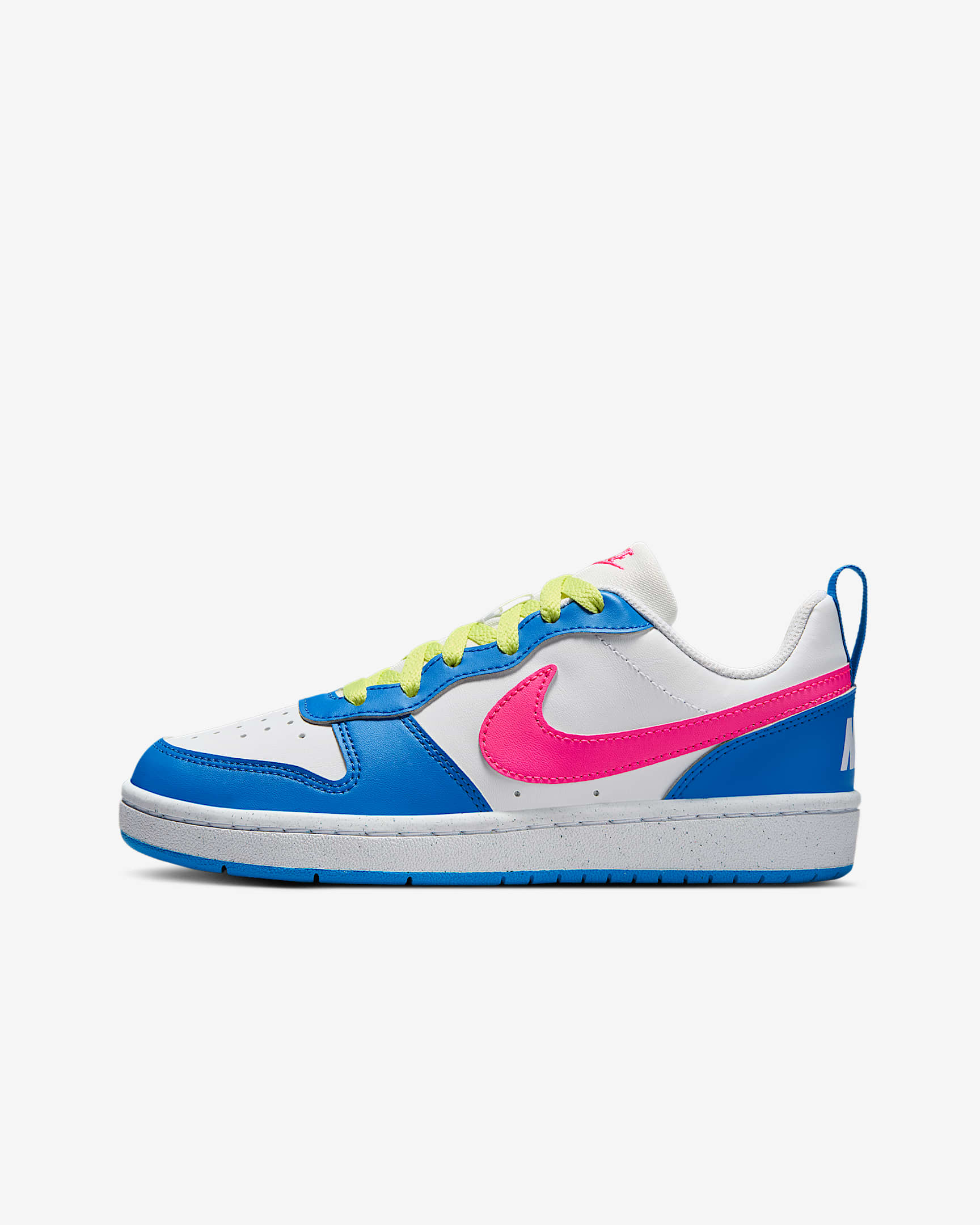 Nike Court Borough Low Recraft 耐克酷菠萝大童运动鞋 - 白色/白色/清透蓝/透明粉