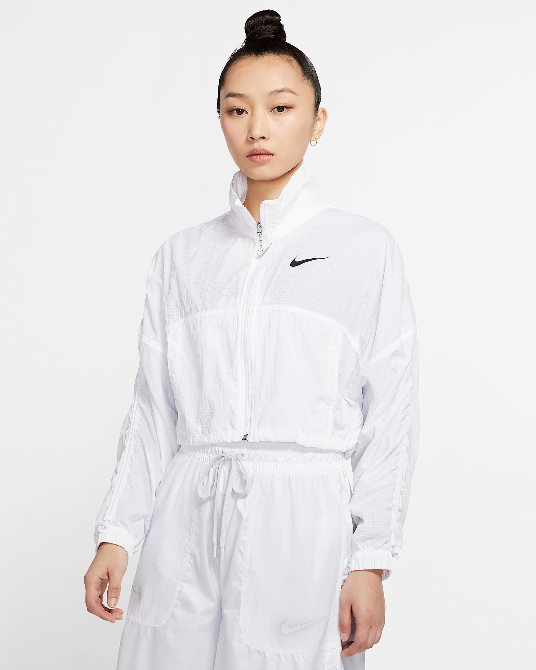 Nike Sportswear Swoosh 女子梭织夹克 - 白色/黑