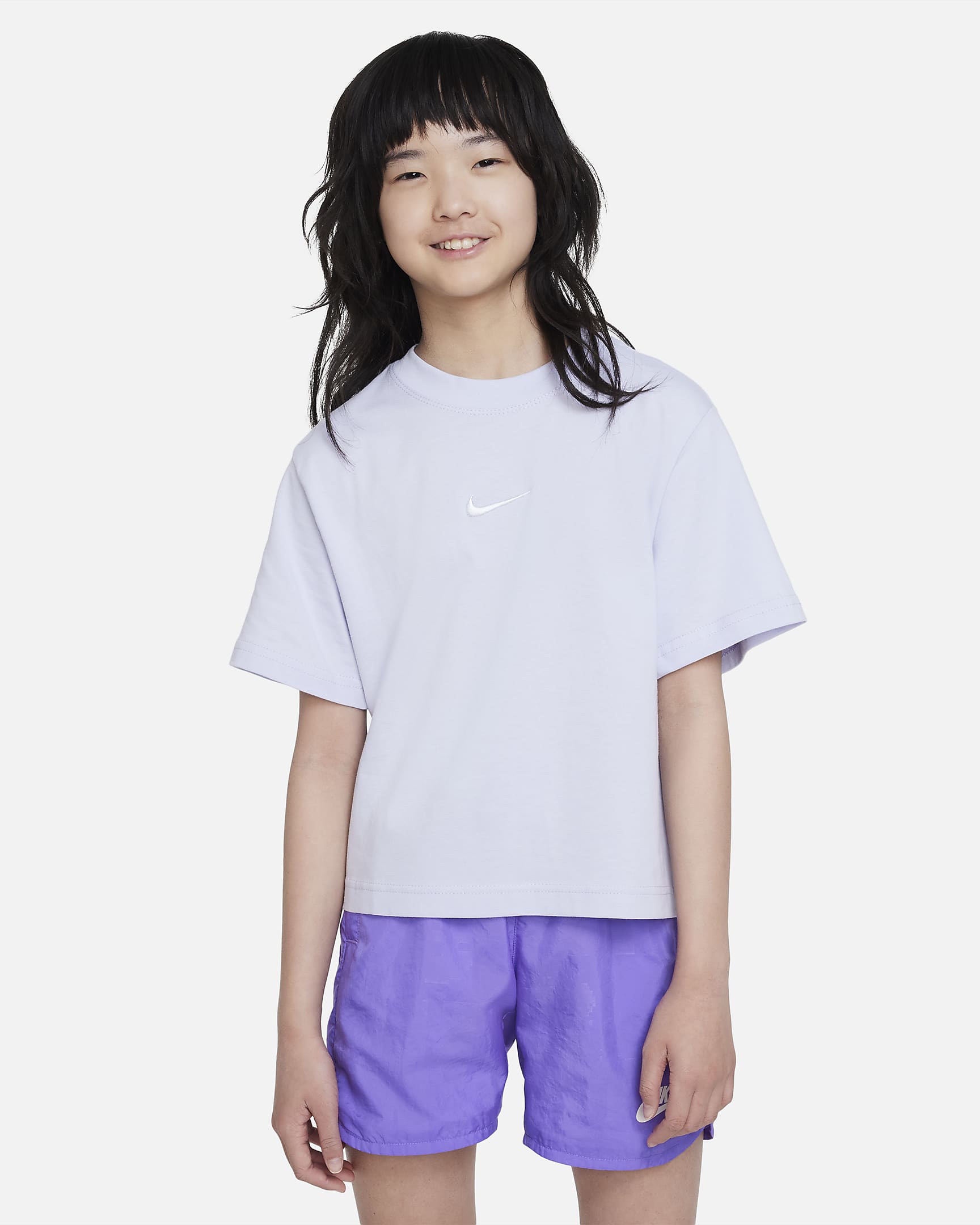 Nike Sportswear 大童（女孩）宽松版型T恤 - 氧气紫