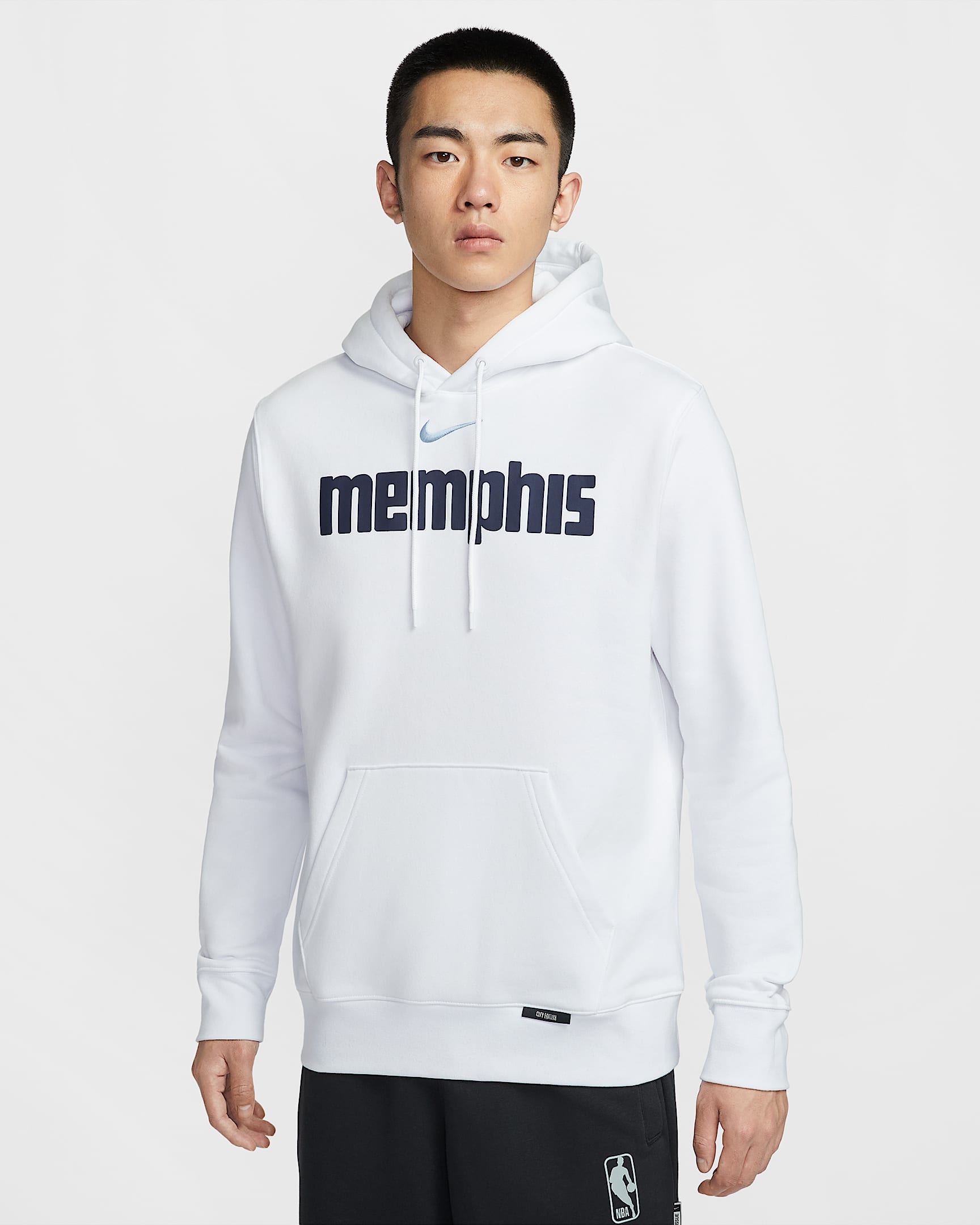 孟菲斯灰熊队 City Edition Nike Club 男子加绒篮球套头连帽衫 - 白色