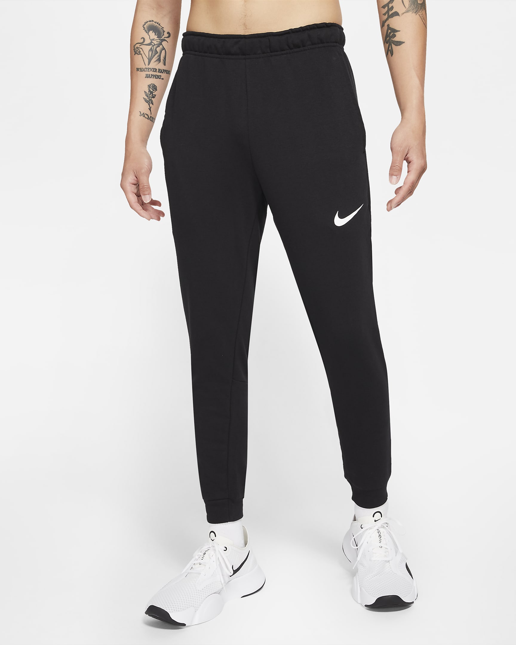 Nike Dri-FIT 男子速干锥形训练长裤 - 黑/白色