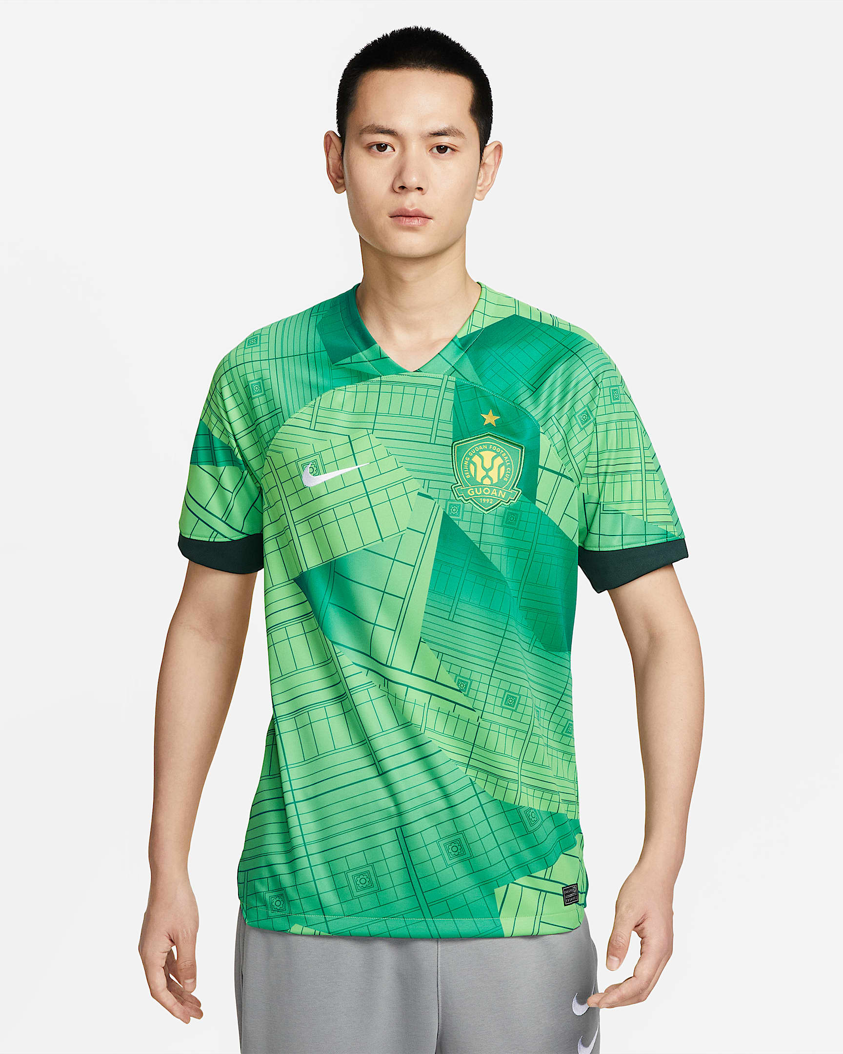 北京国安主场球迷版 Nike Dri-FIT 男子足球球衣 - 明绿