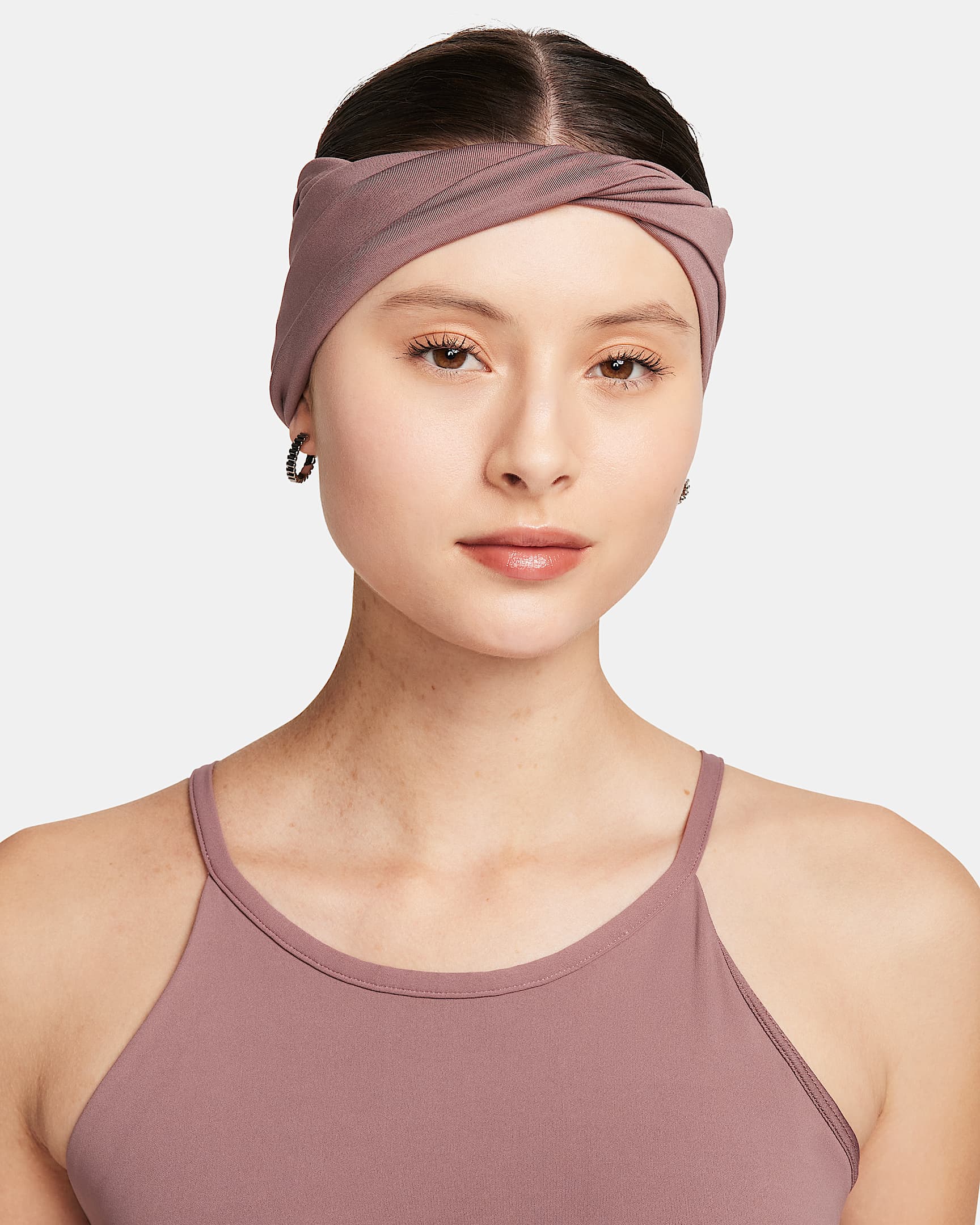 Nike Dri-FIT Studio 女子速干扭结头带(1 条) - 烟灰紫红/白色