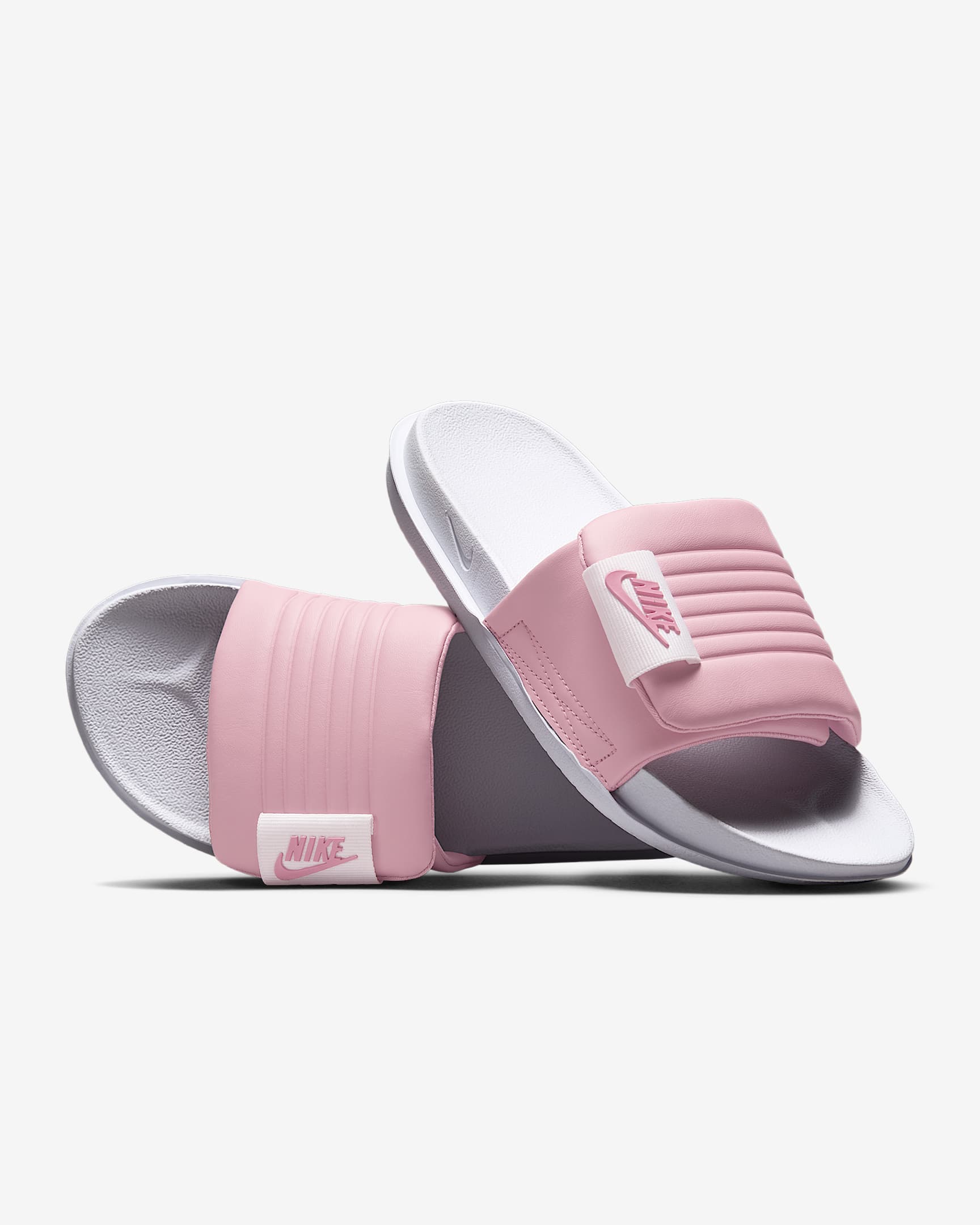 Nike Offcourt Adjust 女子魔术贴拖鞋 - 白色/元素粉