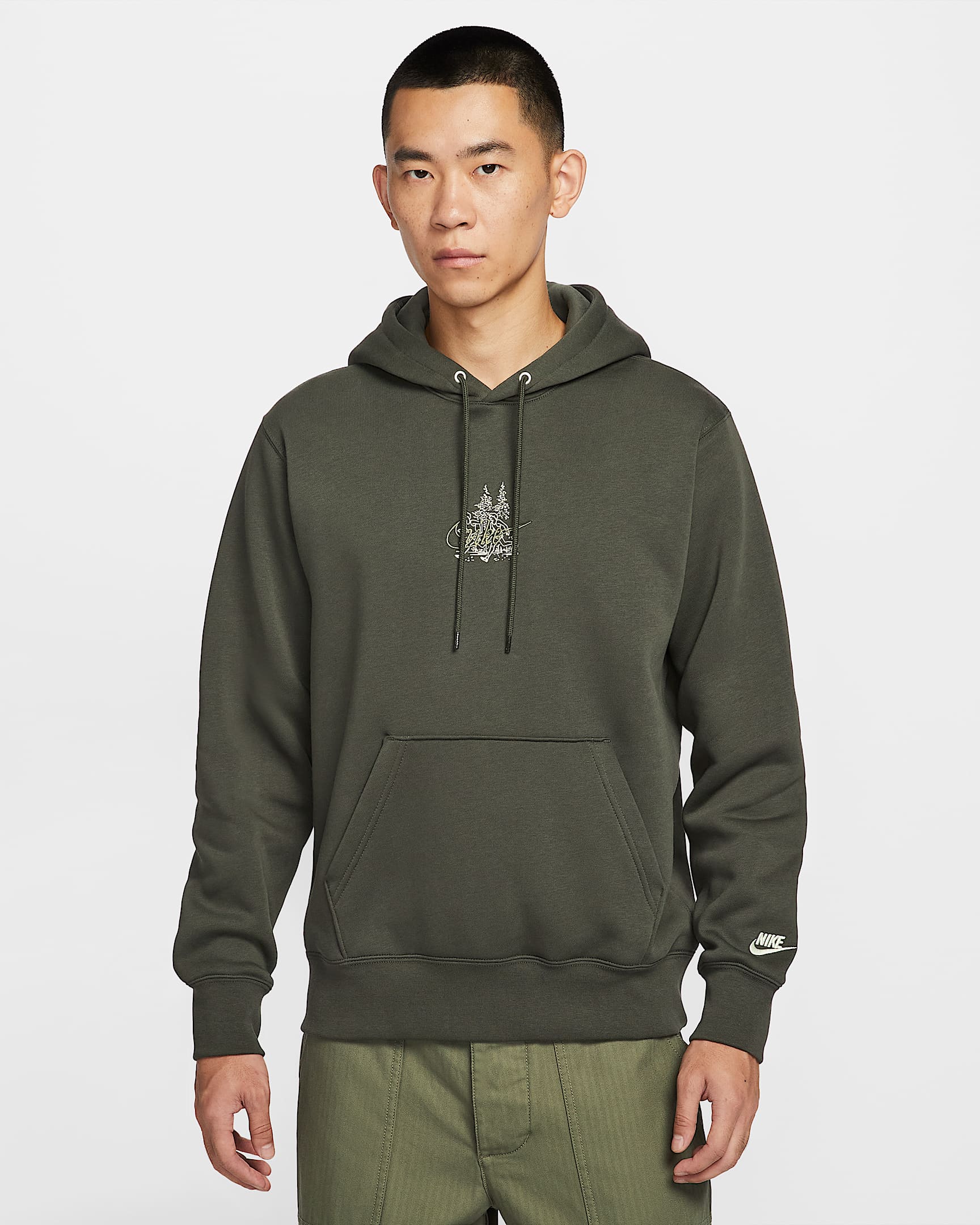 Nike Sportswear Club 男子加绒连帽衫 - 红杉绿/红杉绿/浅卡其