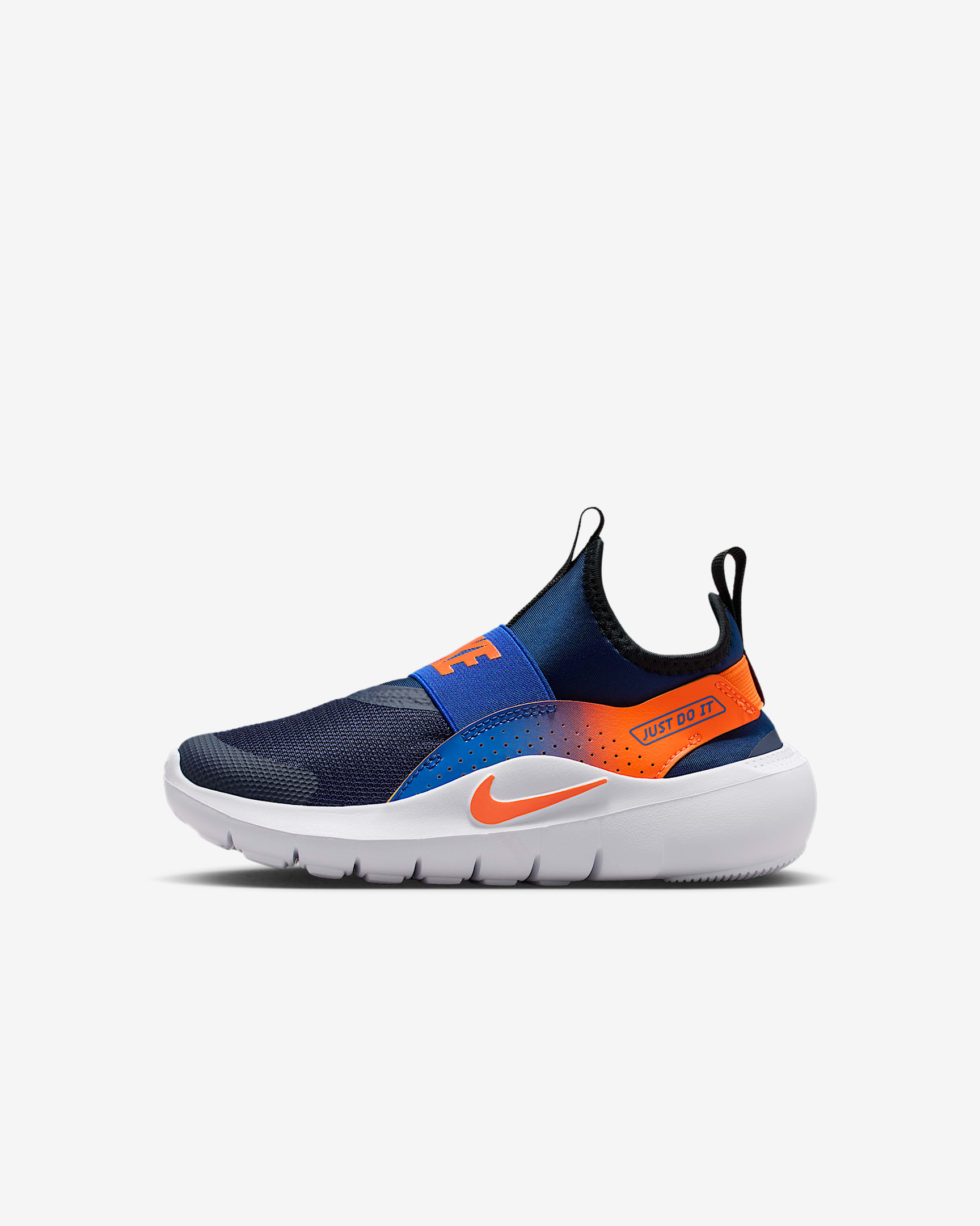 Nike Flex Runner 4 幼童一脚蹬运动鞋 - 深藏青/游戏宝蓝/黑/荷兰橙
