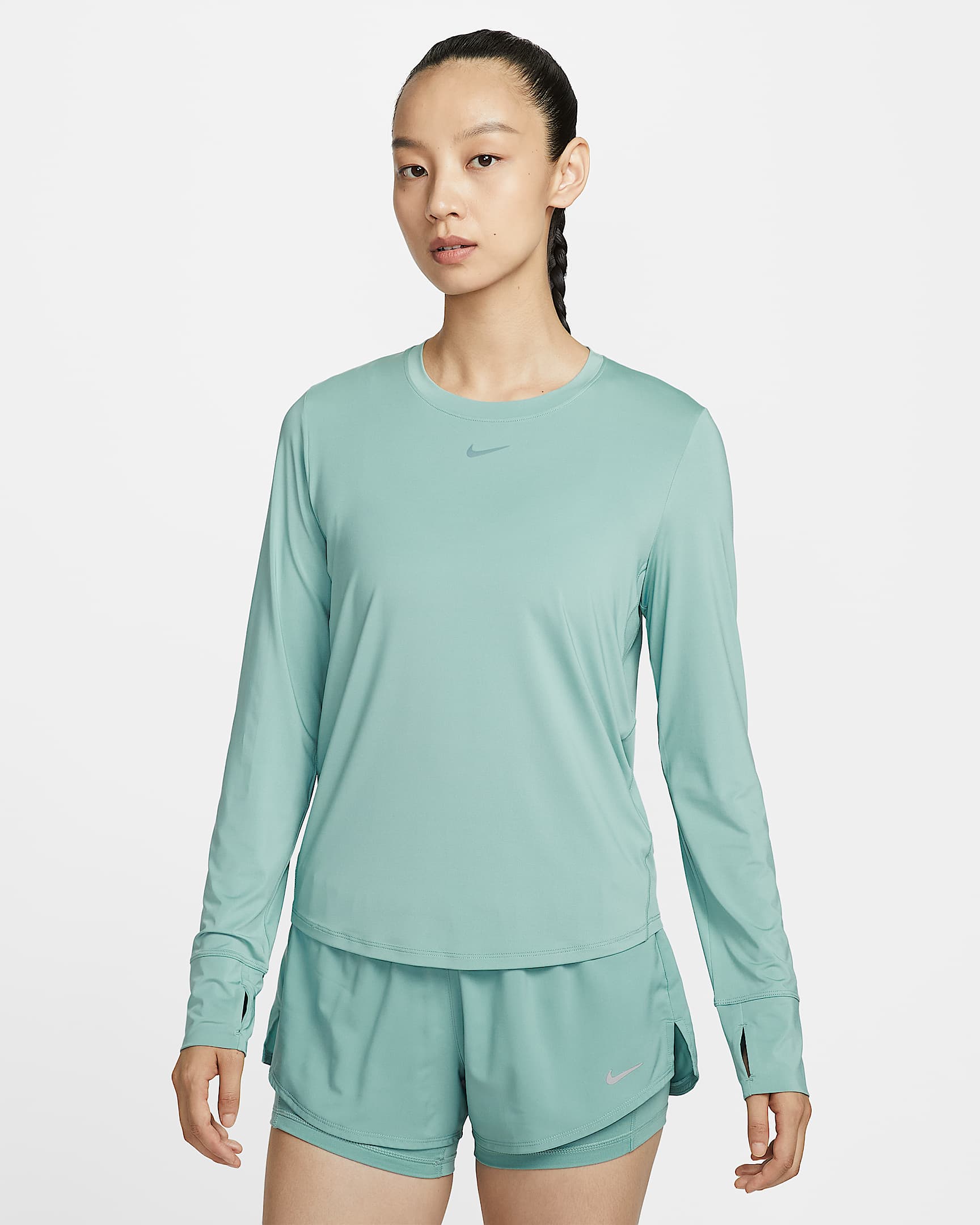 Nike One Classic Dri-FIT 女子透气速干长袖上衣 - 大炮灰/白色