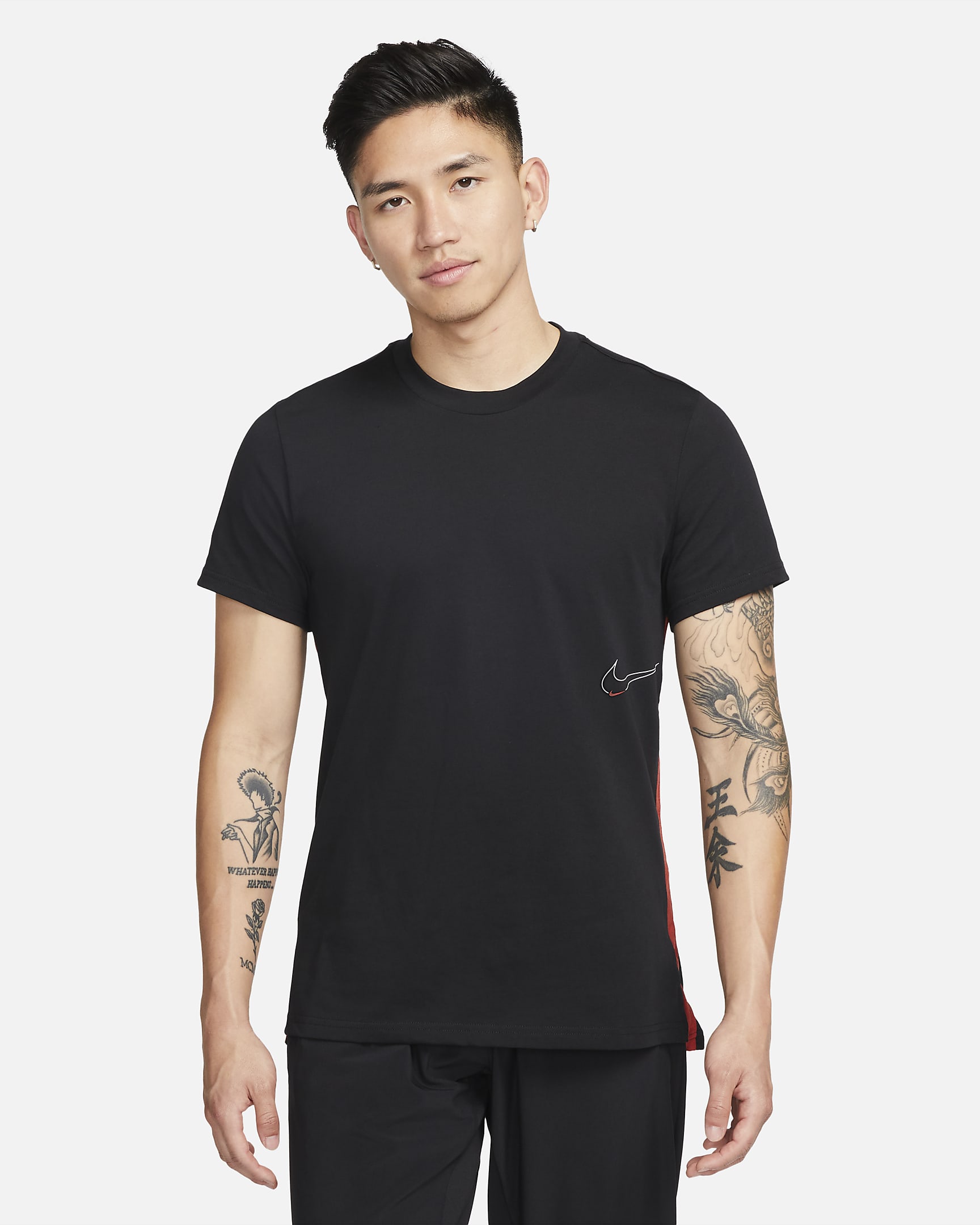 Nike Dri-FIT 男子速干短袖训练上衣 - 黑/朱红
