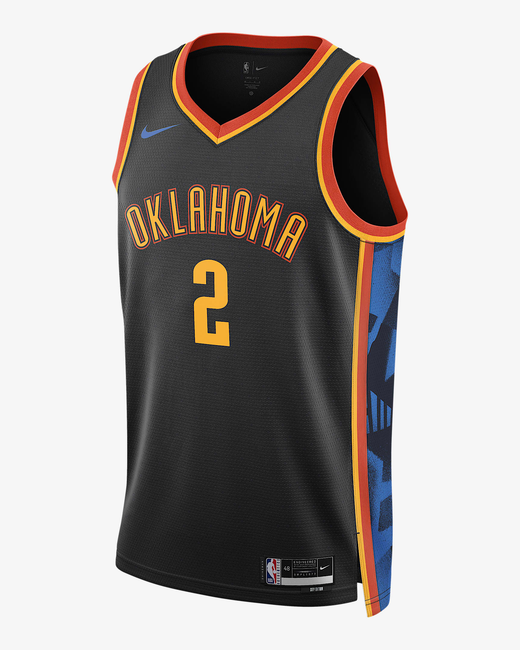 2024/25 赛季俄克拉荷马城雷霆队谢伊·吉尔杰斯-亚历山大 (Shai Gilgeous-Alexander) City Edition Nike Dri-FIT NBA Swingman Jersey 男子速干球衣 - 黑