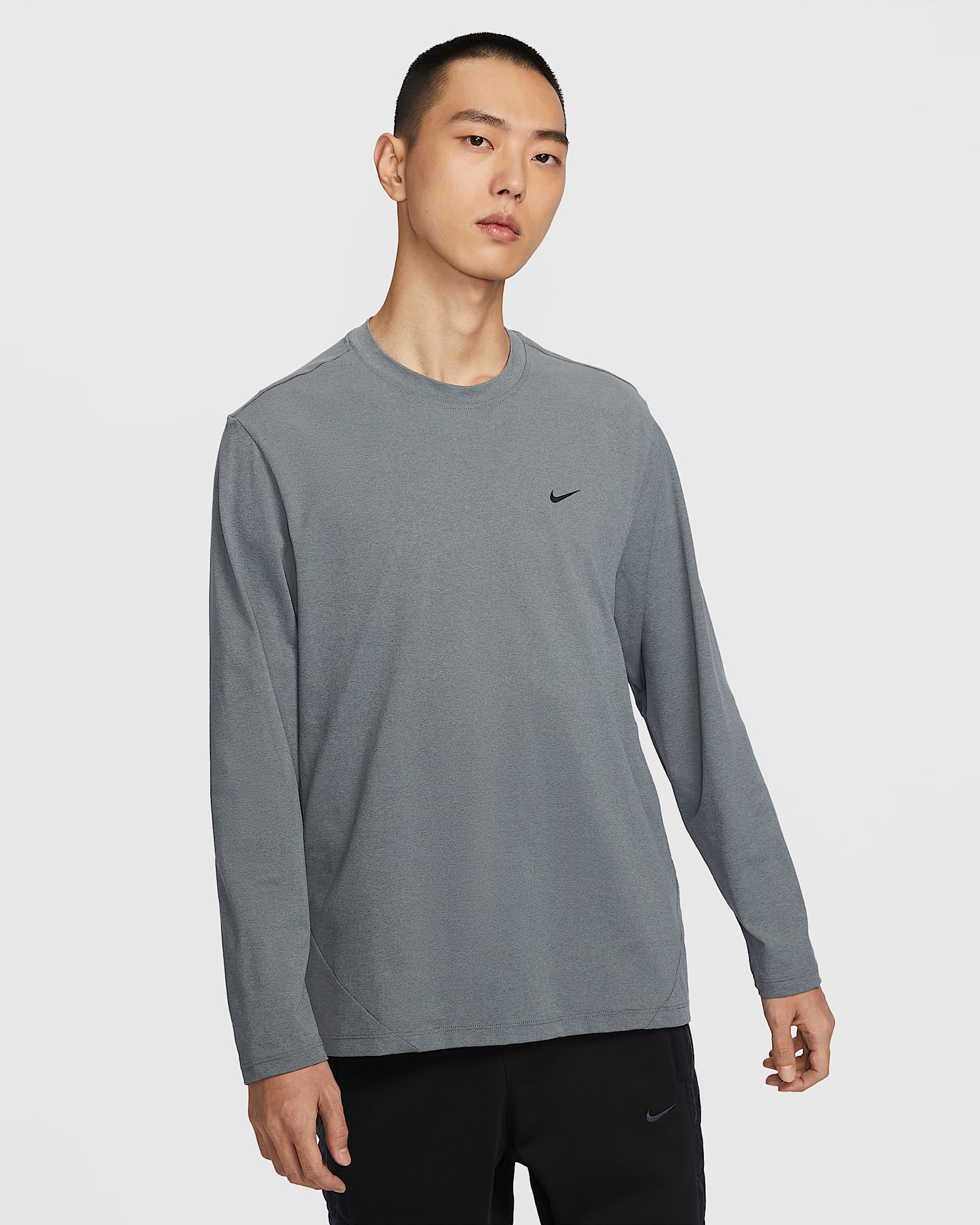 Nike Icon Dri-FIT 男子防晒速干长袖篮球上衣 - 烟灰/黑