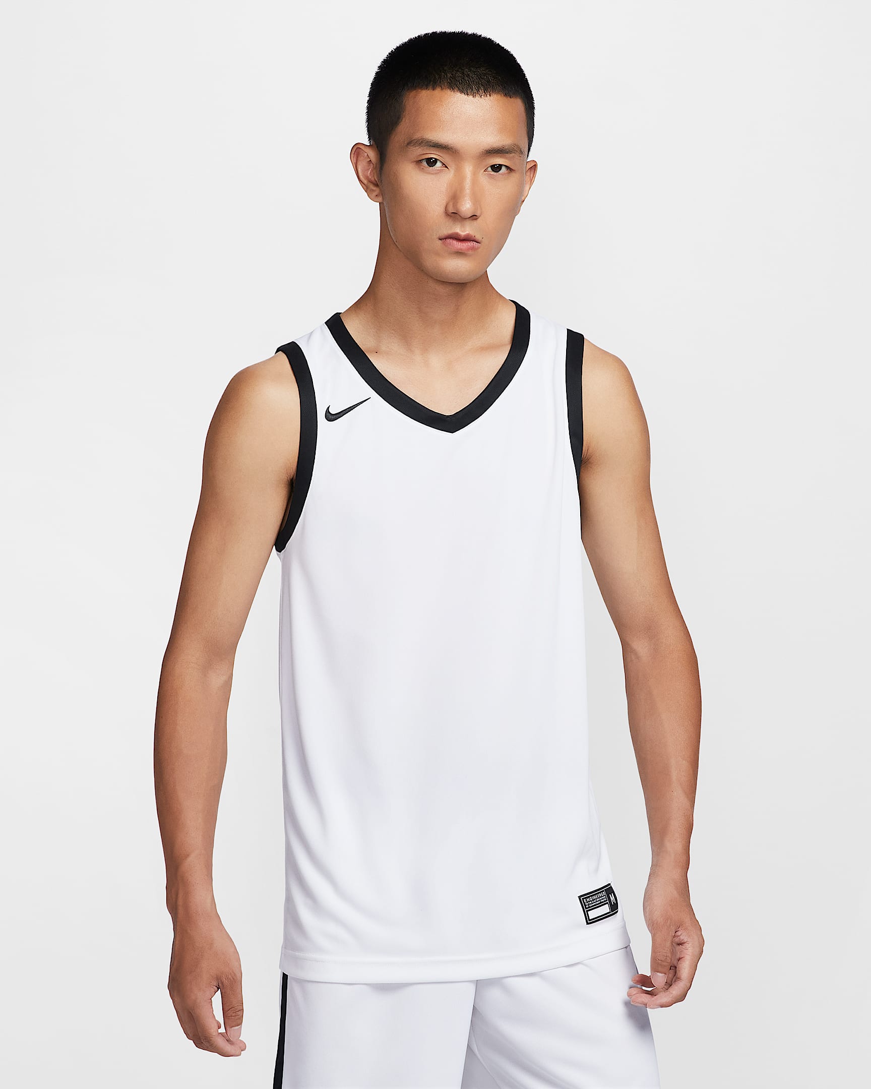 Nike Dri-FIT Stock Crossover 男子速干球衣 - 白色/黑/黑