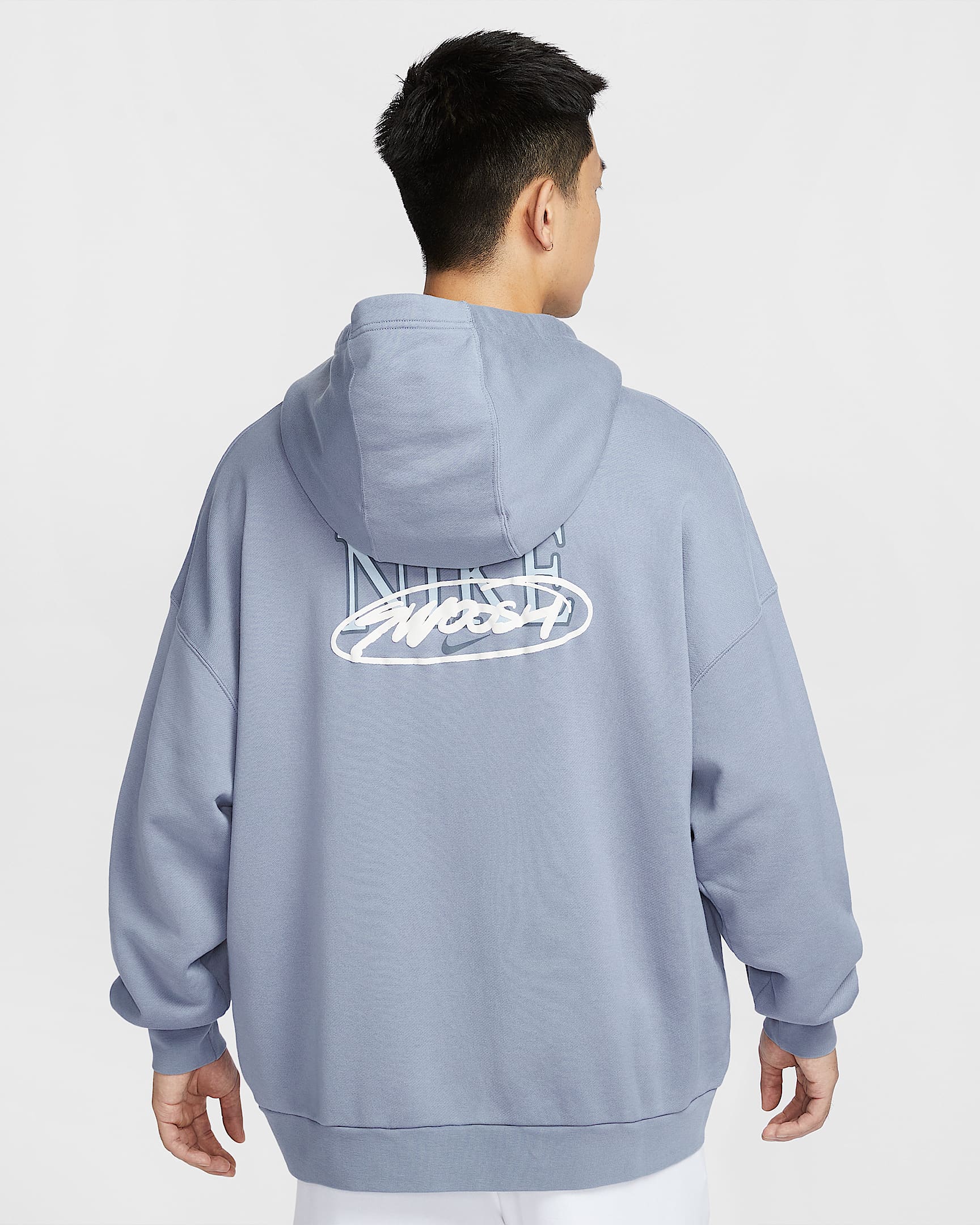 Nike Club 男子 Oversize 风法式毛圈套头连帽衫 - 灰石板蓝/灰石板蓝