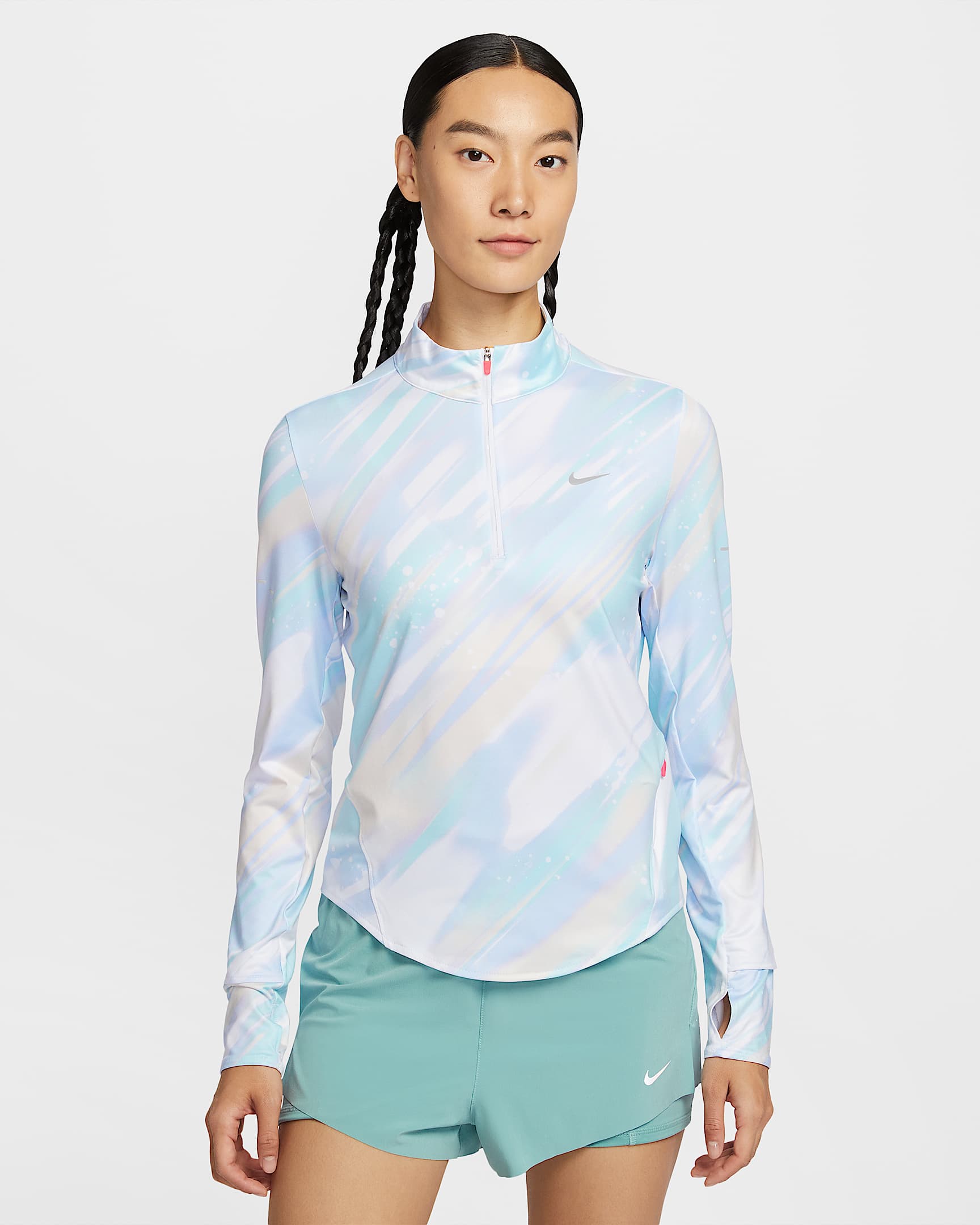 Nike Swift Dri-FIT 女子防晒速干印花跑步上衣 - 浅紫晶