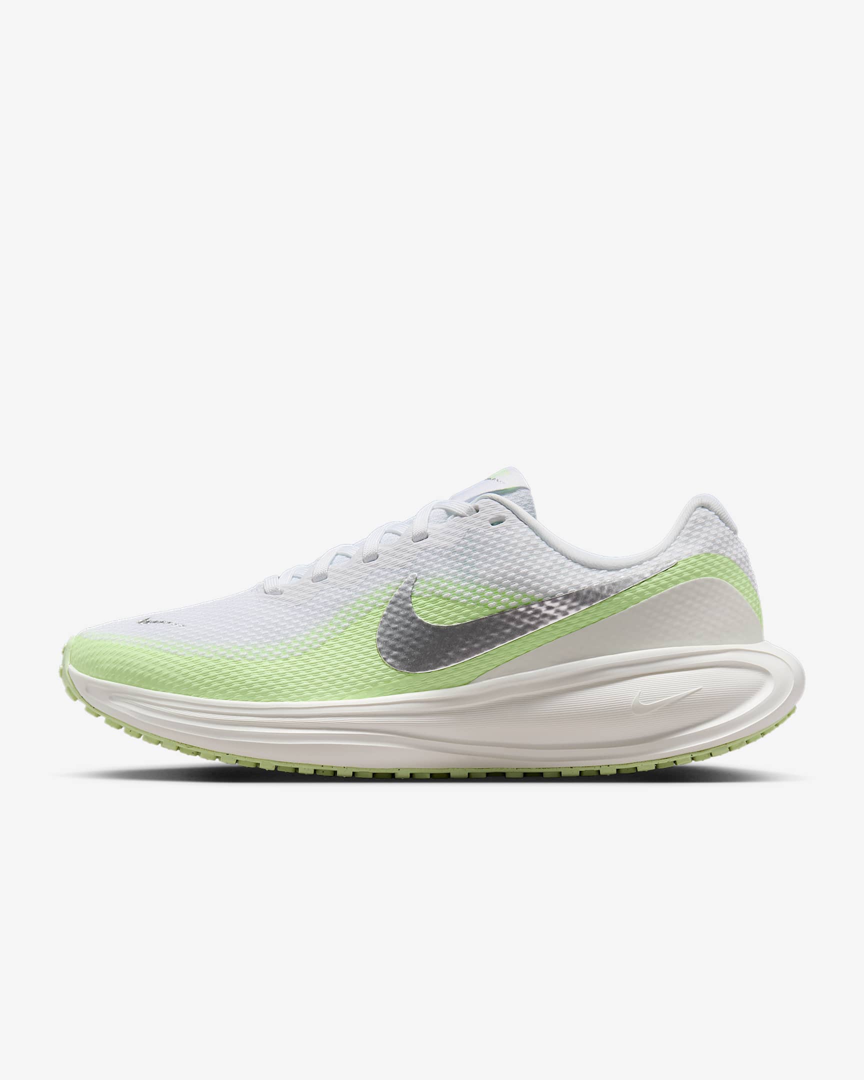 Nike Revolution 8 女子公路跑步鞋 - 白色/微黄绿/荧光黄/金属银