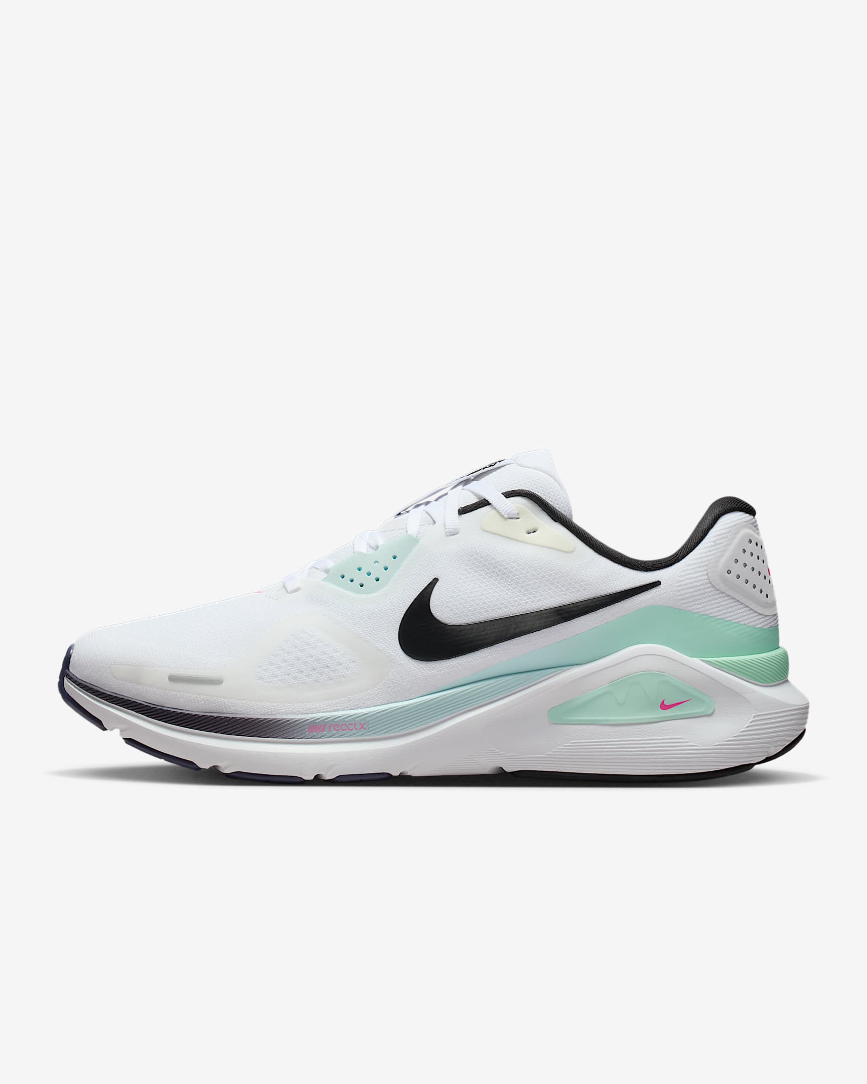 Nike Structure 26 耐克稳程男子公路跑步鞋 - 白色/白色/透明粉/黑