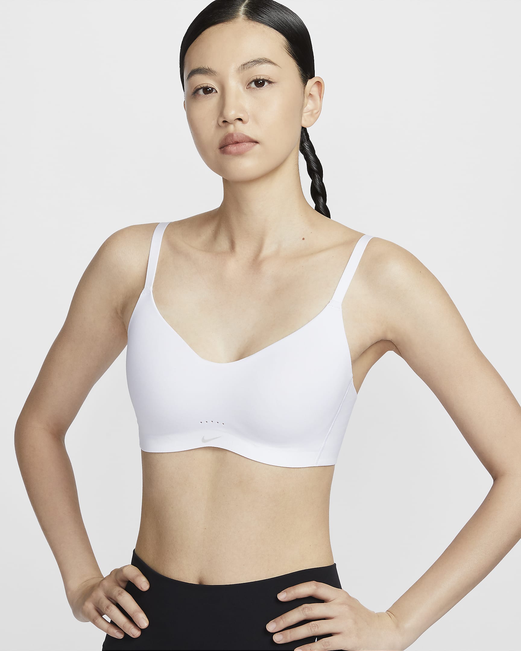 Nike Alate Minimalist 女子低强度支撑衬垫可调节速干运动内衣 - 白色/冷灰