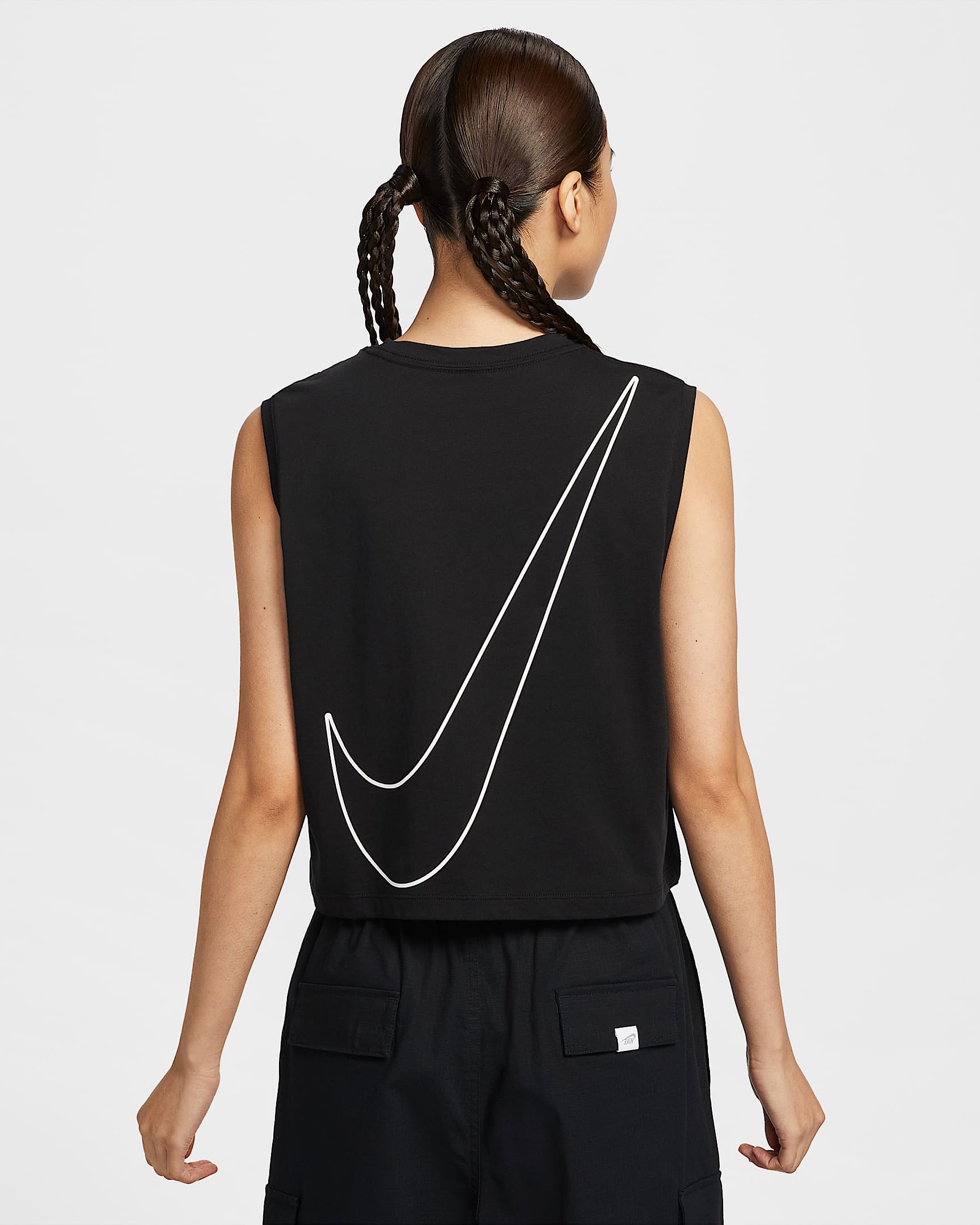 Nike Sportswear Club 女子纯棉无袖短款T恤 - 黑