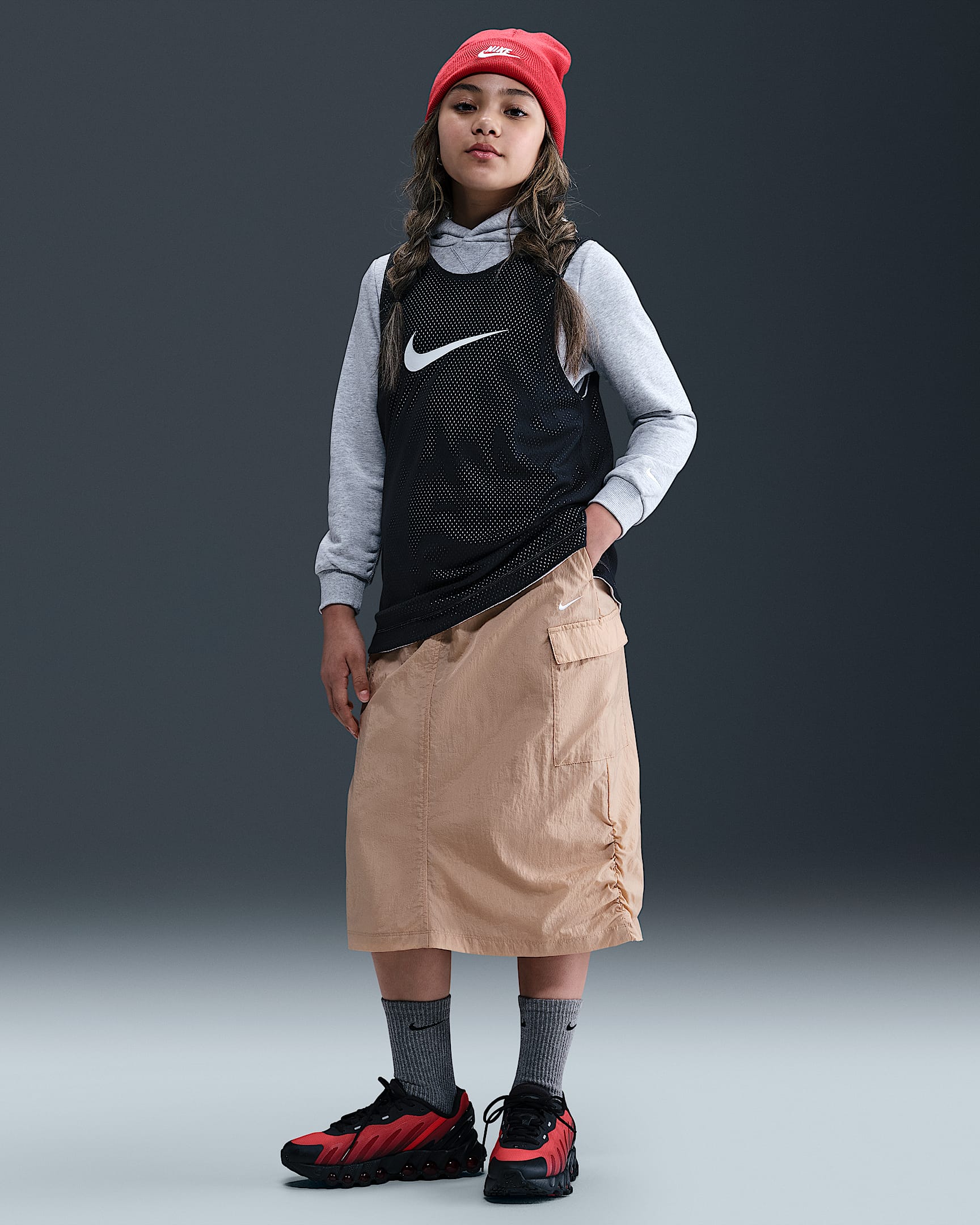 Nike Sportswear 大童(女孩)半身裙 - 麻黄/白色