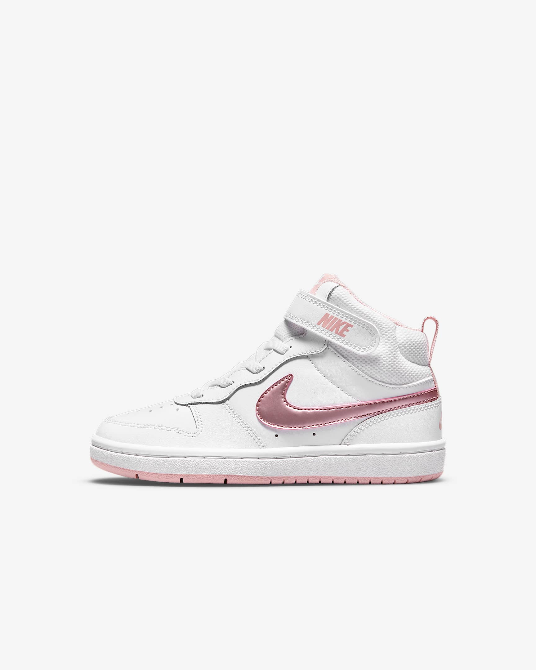 Nike Court Borough Mid 2 耐克酷菠萝幼童运动鞋 - 白色/釉粉