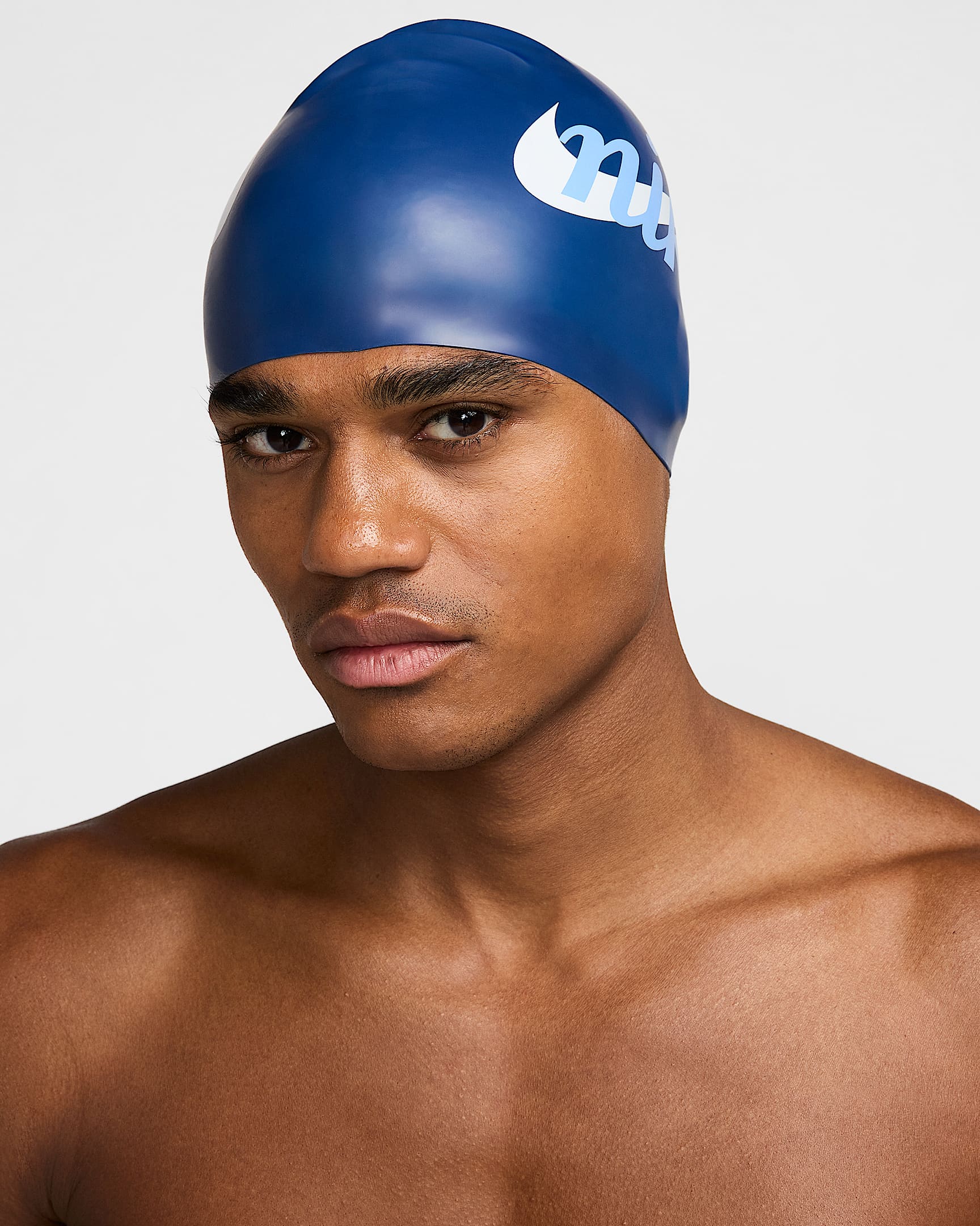 Nike Swim 硅胶耐氯泳帽 - 深藏青/大学蓝/白色