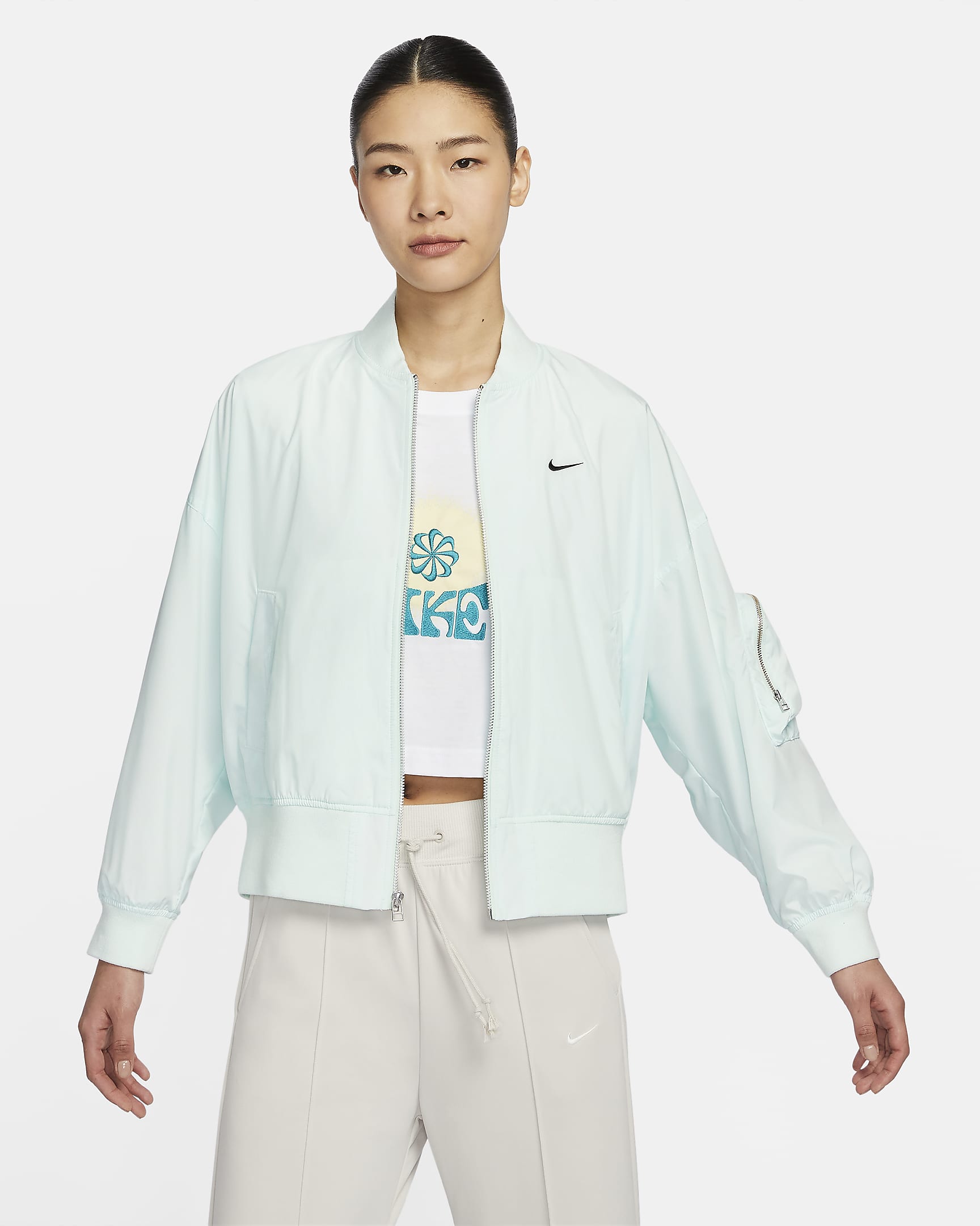 Nike Sportswear Essential 女子 Oversize 风防晒夹克 - 微绿/黑