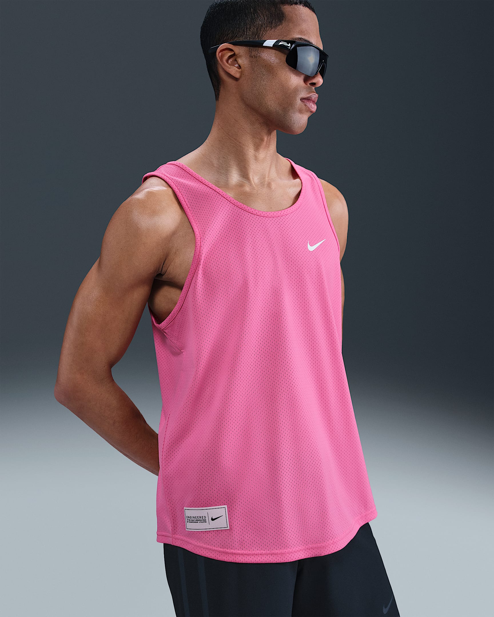 Nike Swim 男子网眼布背心 - 亚紫粉/白色