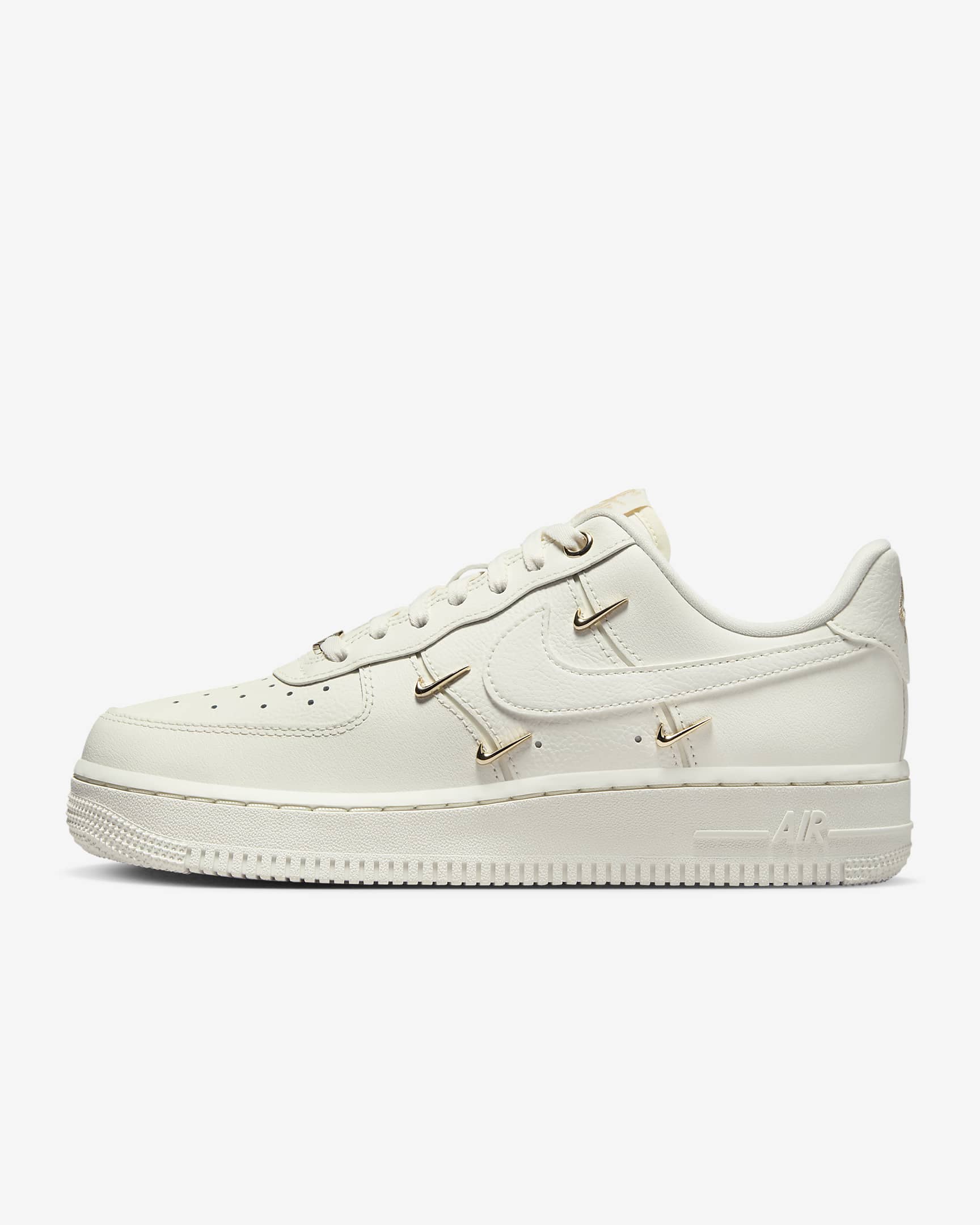 Nike Air Force 1 '07 LX 女子空军一号小金钩运动鞋 - 帆白/帆白/金属色/帆白