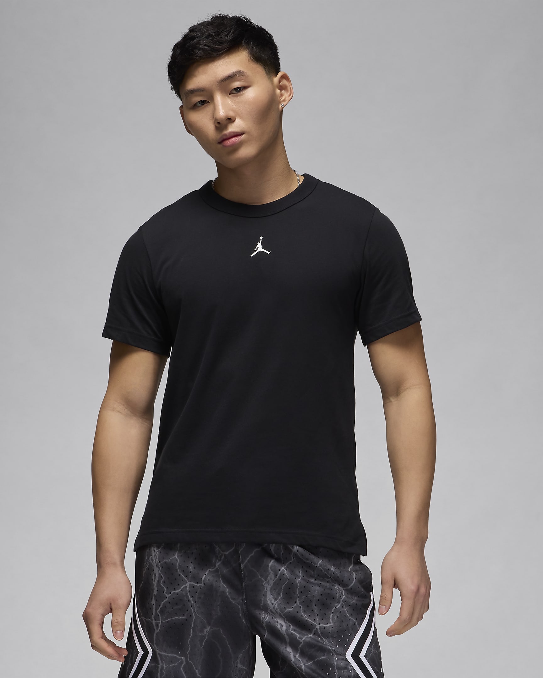 Jordan Dri-FIT Sport 男子透气速干短袖运动上衣 - 黑/白色