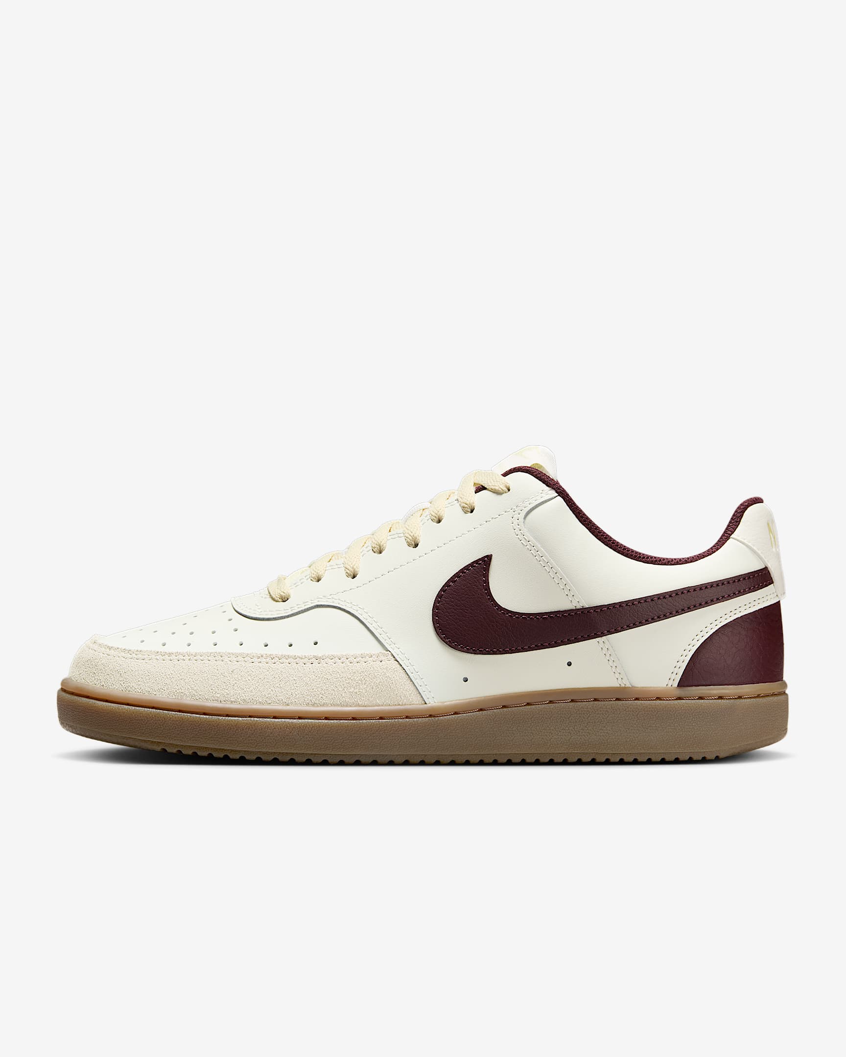 Nike Court Vision Low 男子运动鞋 - 帆白/浅卡其/橡皮暗褐/鲜亮勃艮第酒红