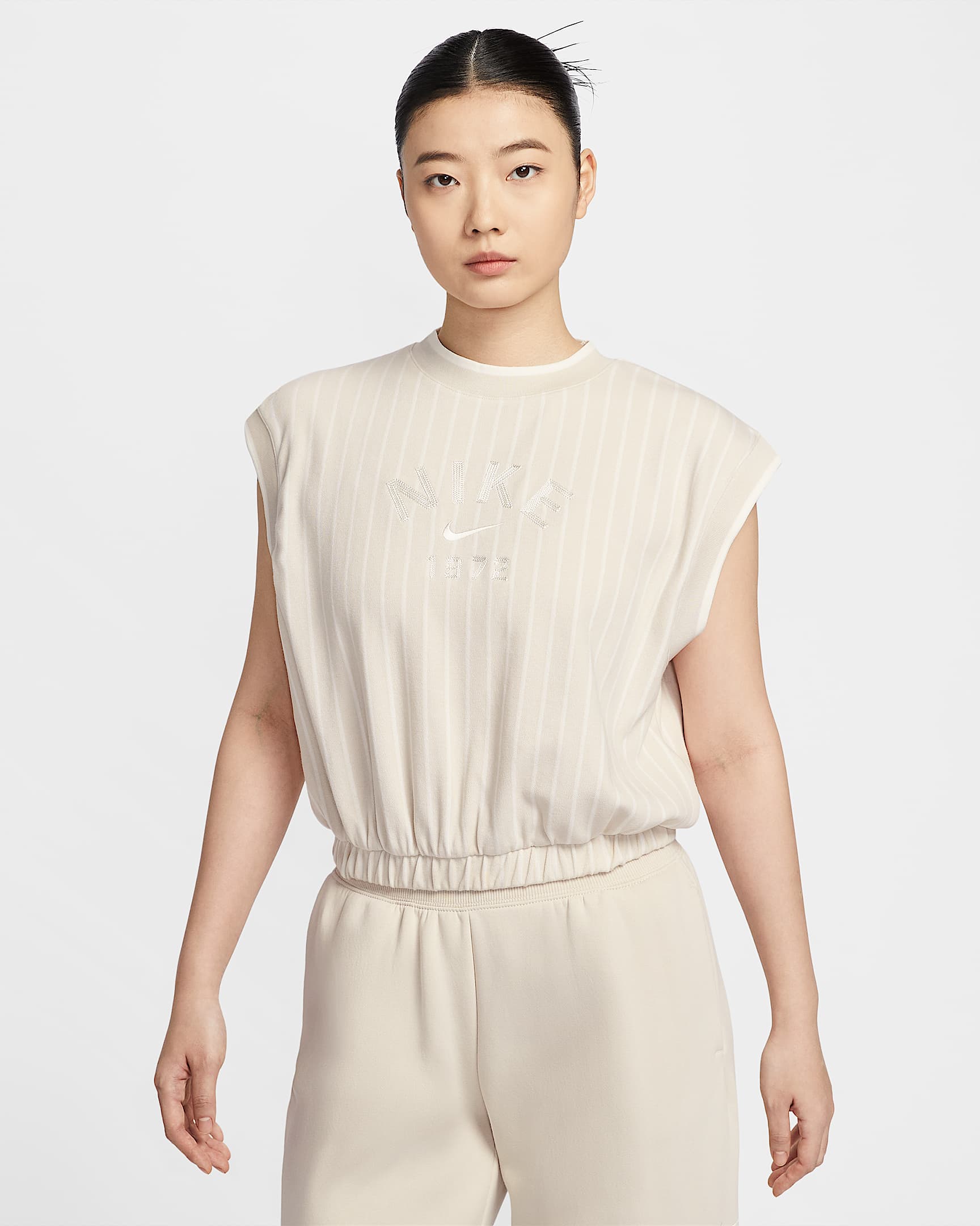 Nike Sportswear Collection 女子宽松针织无袖上衣 - 浅土褐/帆白/微黄绿/白色