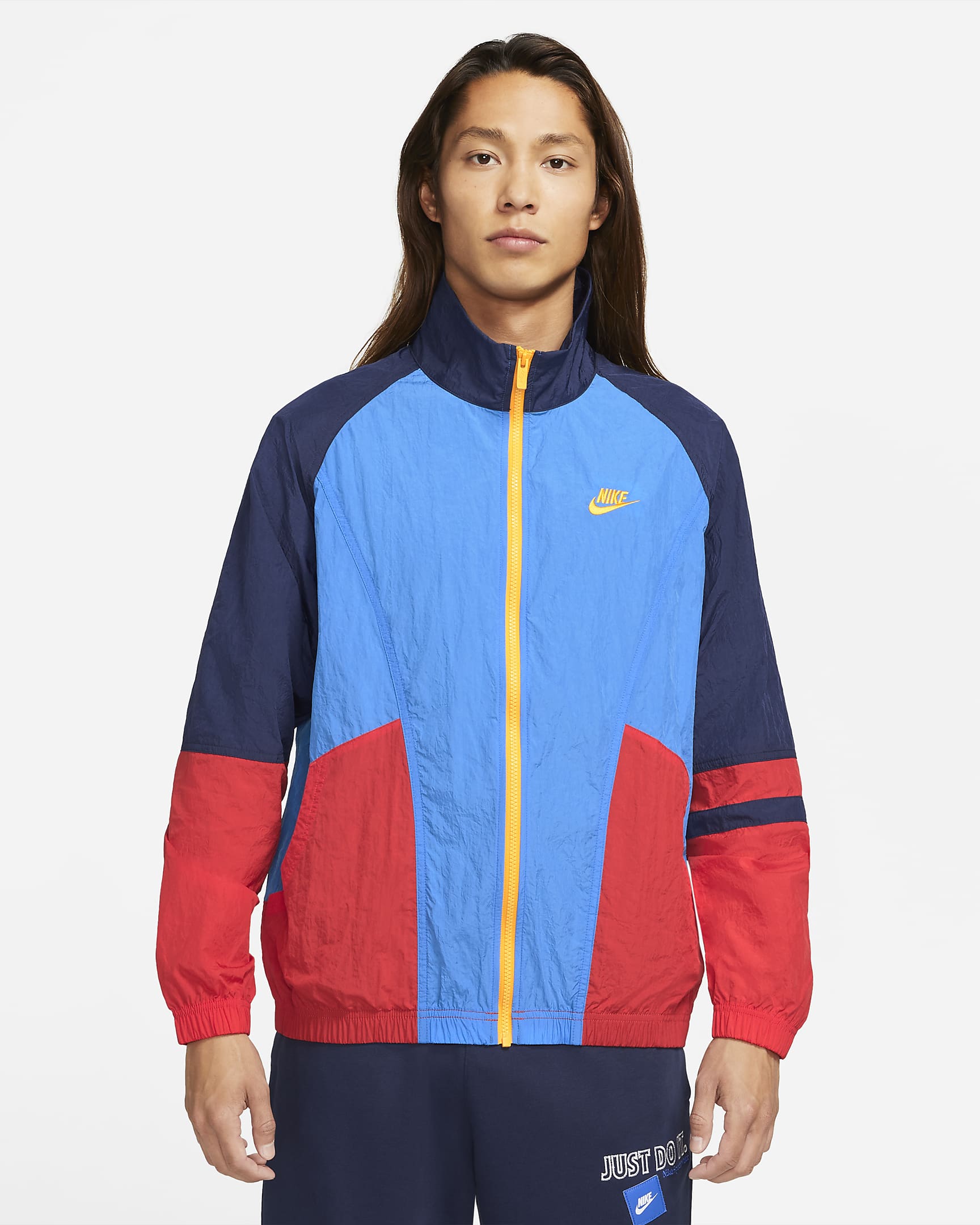 Nike Sportswear 男子无衬里夹克 - 浅清透蓝/深藏青/椒红/大学金