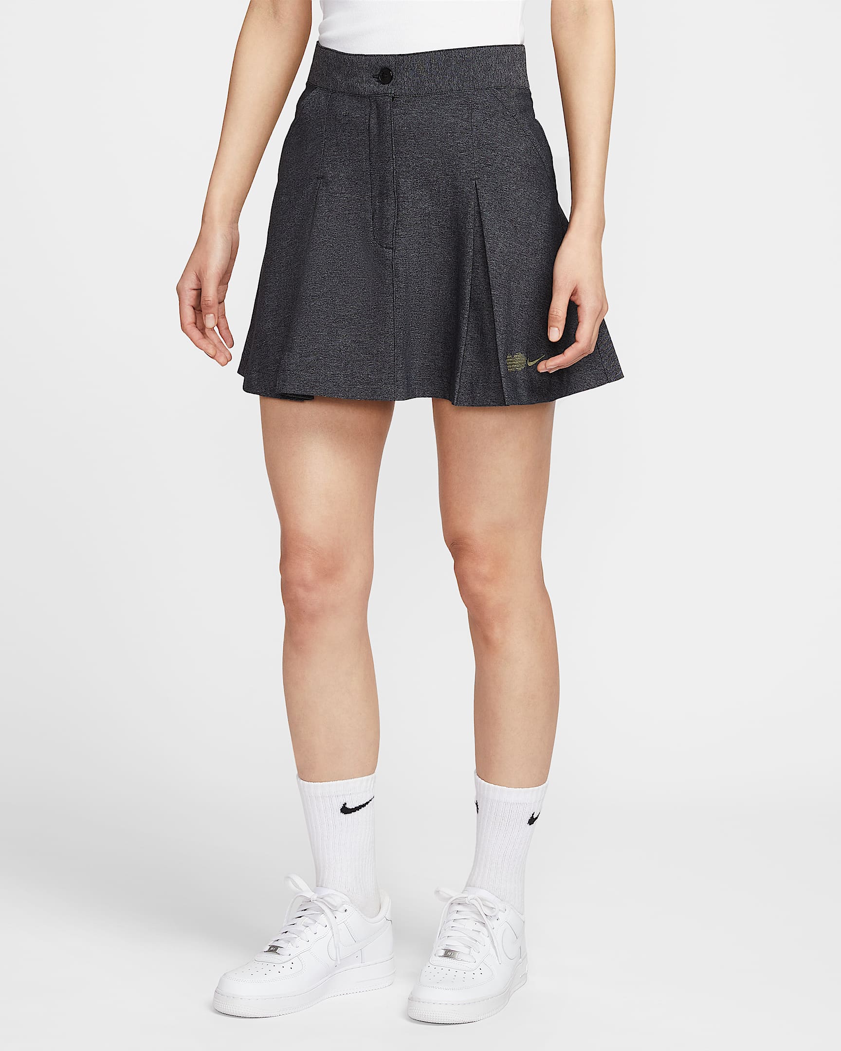 Naomi Osaka 大坂直美系列女子半身百褶裙 - 黑/中橄榄绿