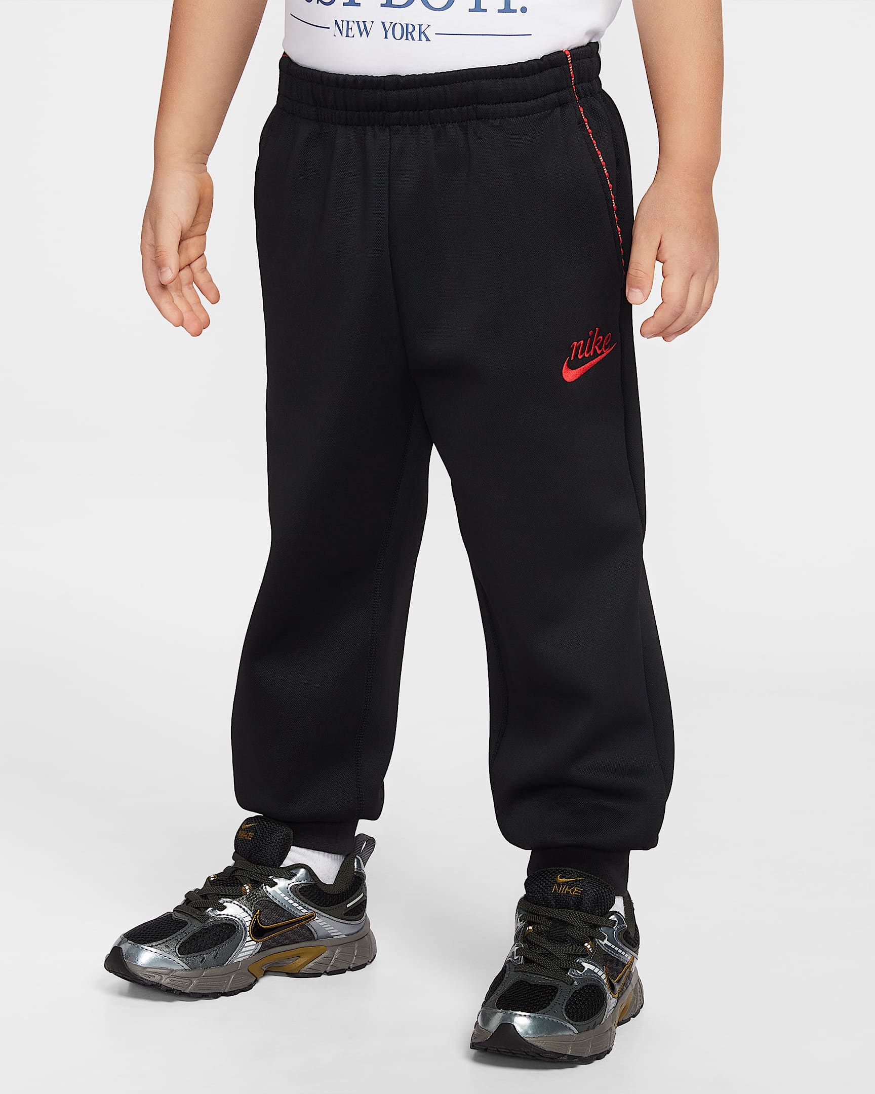 Nike Tennis Lifestyle 幼童针织长裤 - 黑/红色/红色