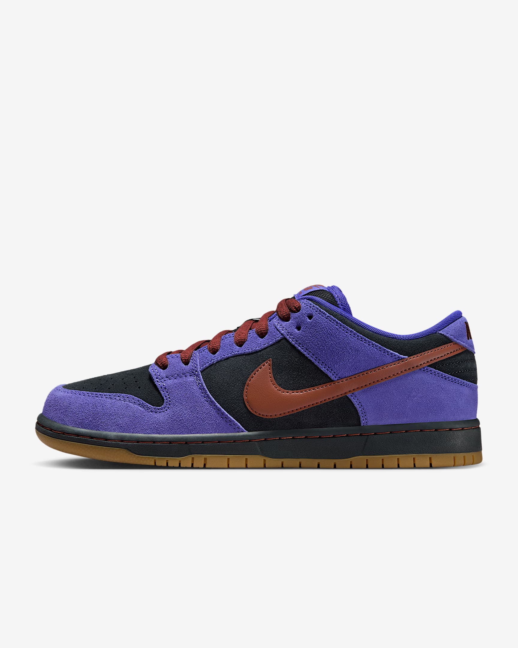 Nike SB Dunk Low Pro 男/女滑板鞋 - 波斯紫/灰黑/橡皮中褐/浅黄褐