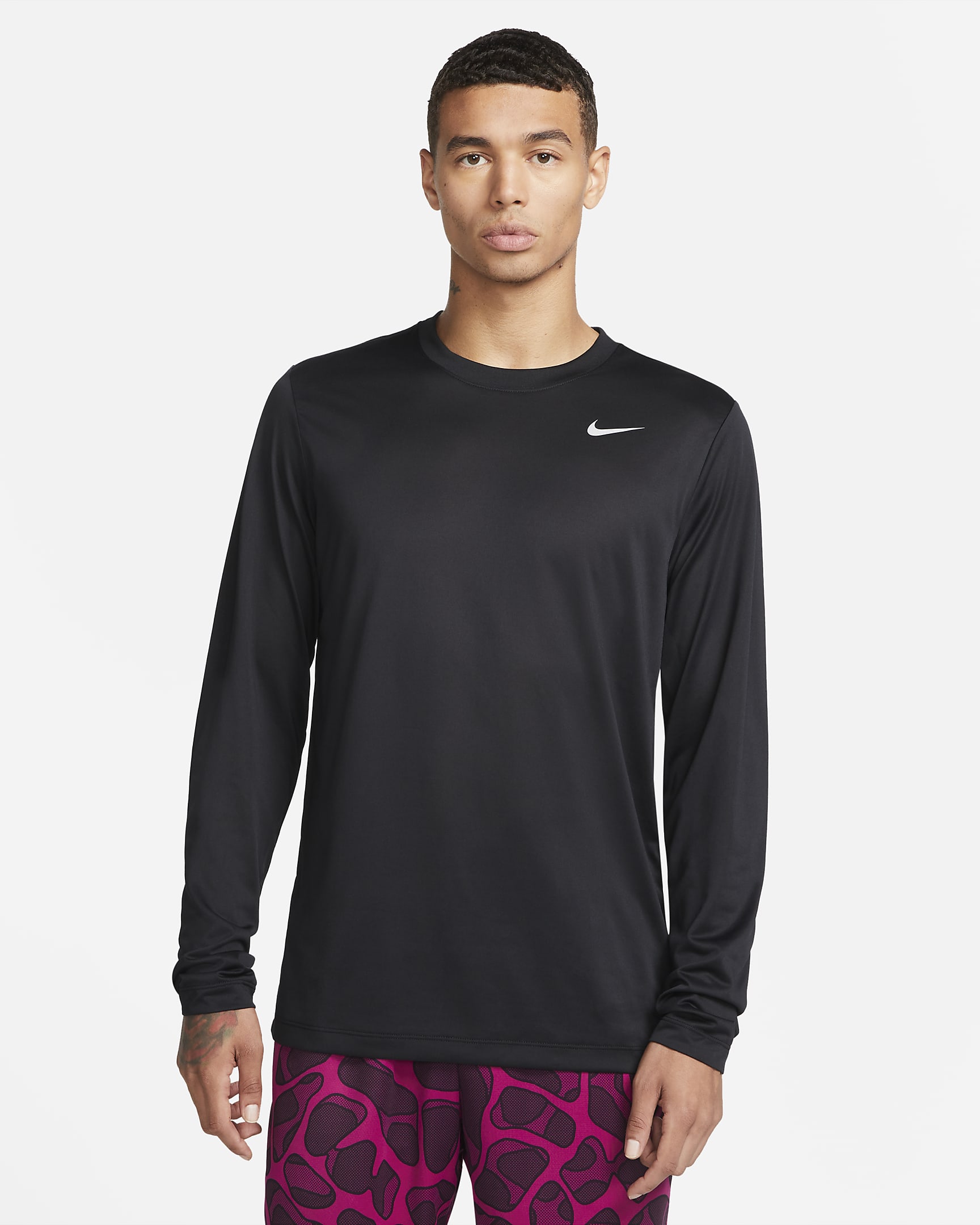 Nike Dri-FIT Legend 男子速干长袖训练上衣 - 黑/亚银