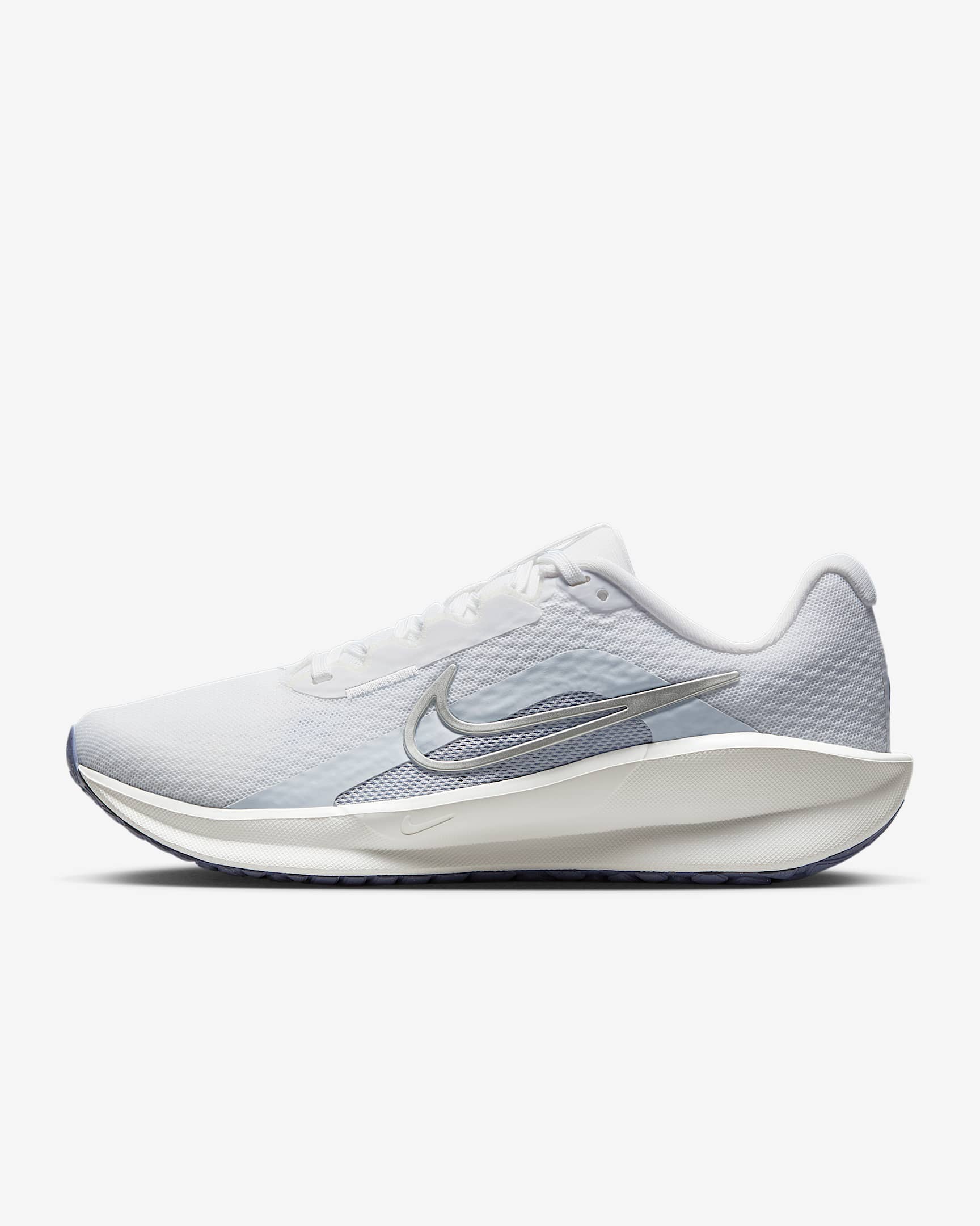 Nike Downshifter 13 女子公路跑步鞋 - 白色/足球灰/世界靛青/金属银