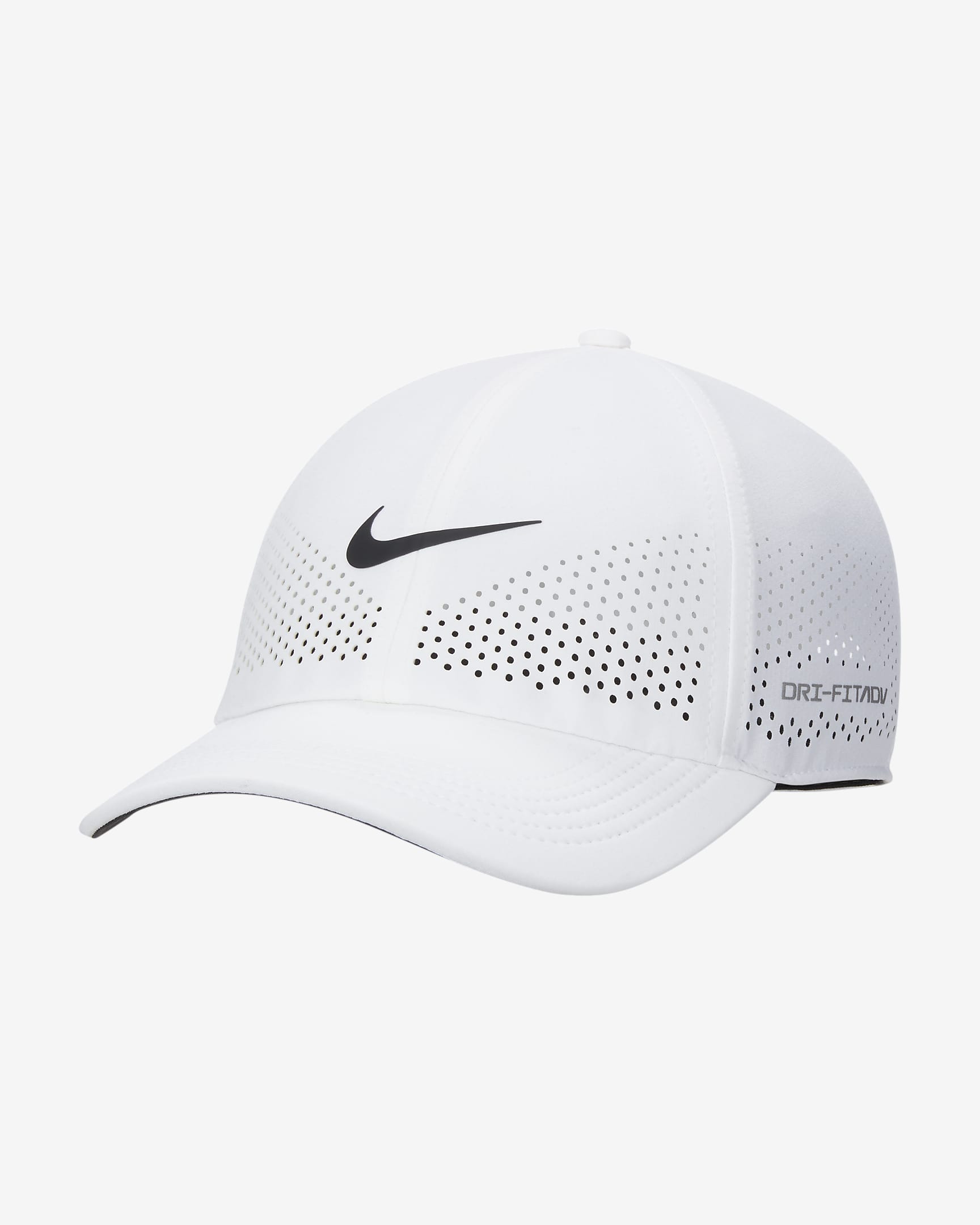 Nike Dri-FIT ADV Club Swoosh 速干软顶运动帽 - 白色/黑
