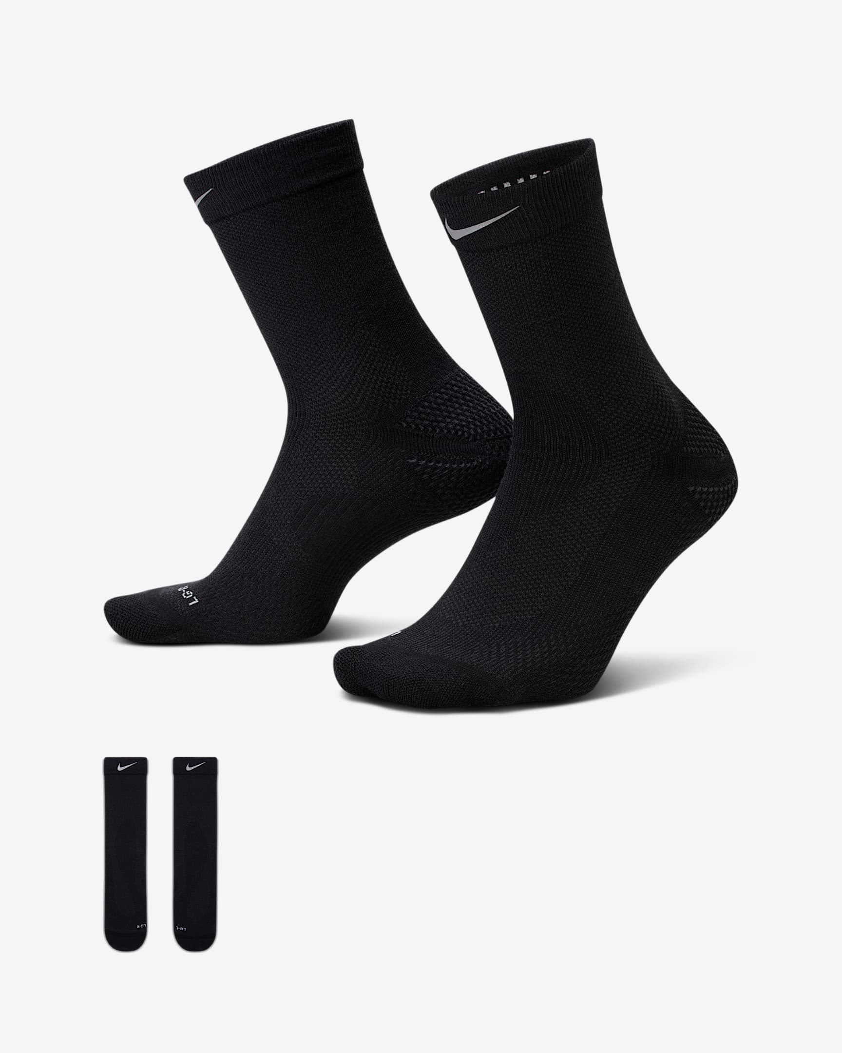 Nike Running Lightweight 中筒运动袜（1 双） - 黑/暗烟灰/暗烟灰