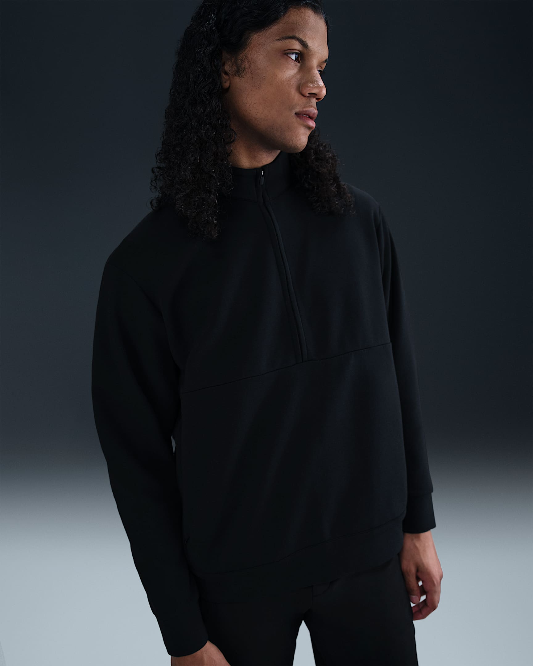 Nike 24.7 ImpossiblySoft Dri-FIT 男子速干半长拉链开襟上衣 - 黑/暗烟灰