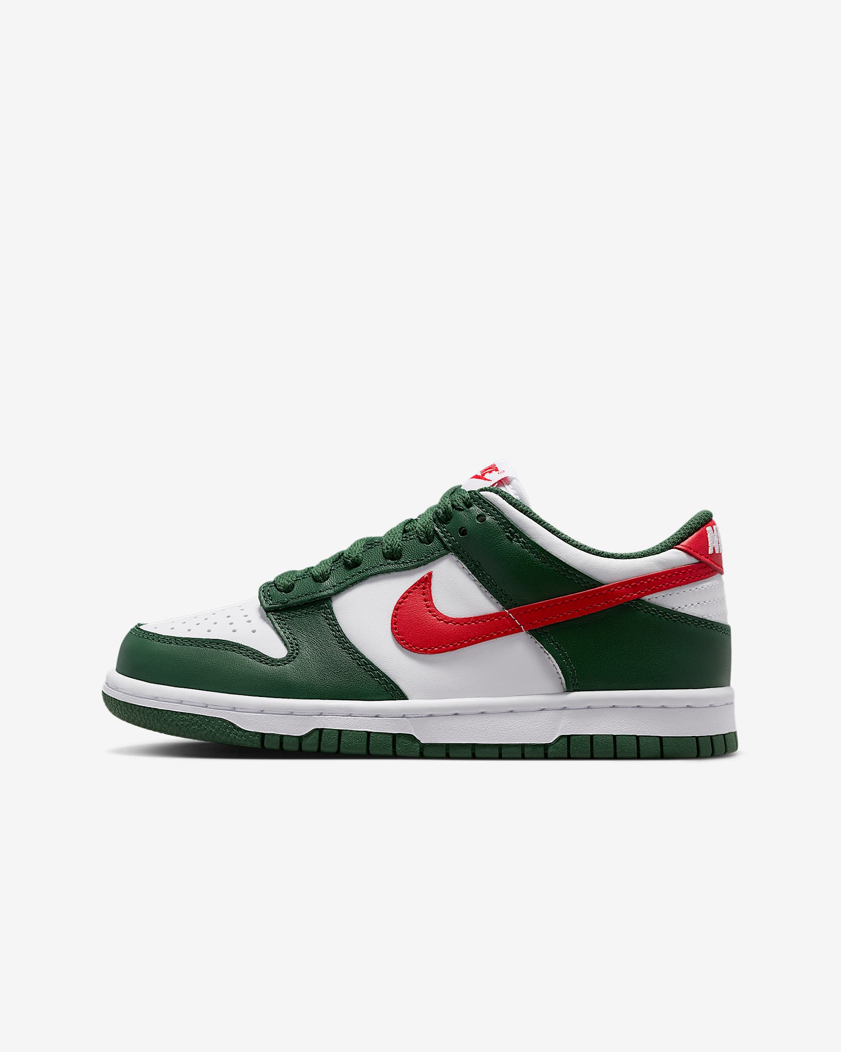 Nike Dunk Low 大童运动鞋 - 冷杉绿/白色/大学红