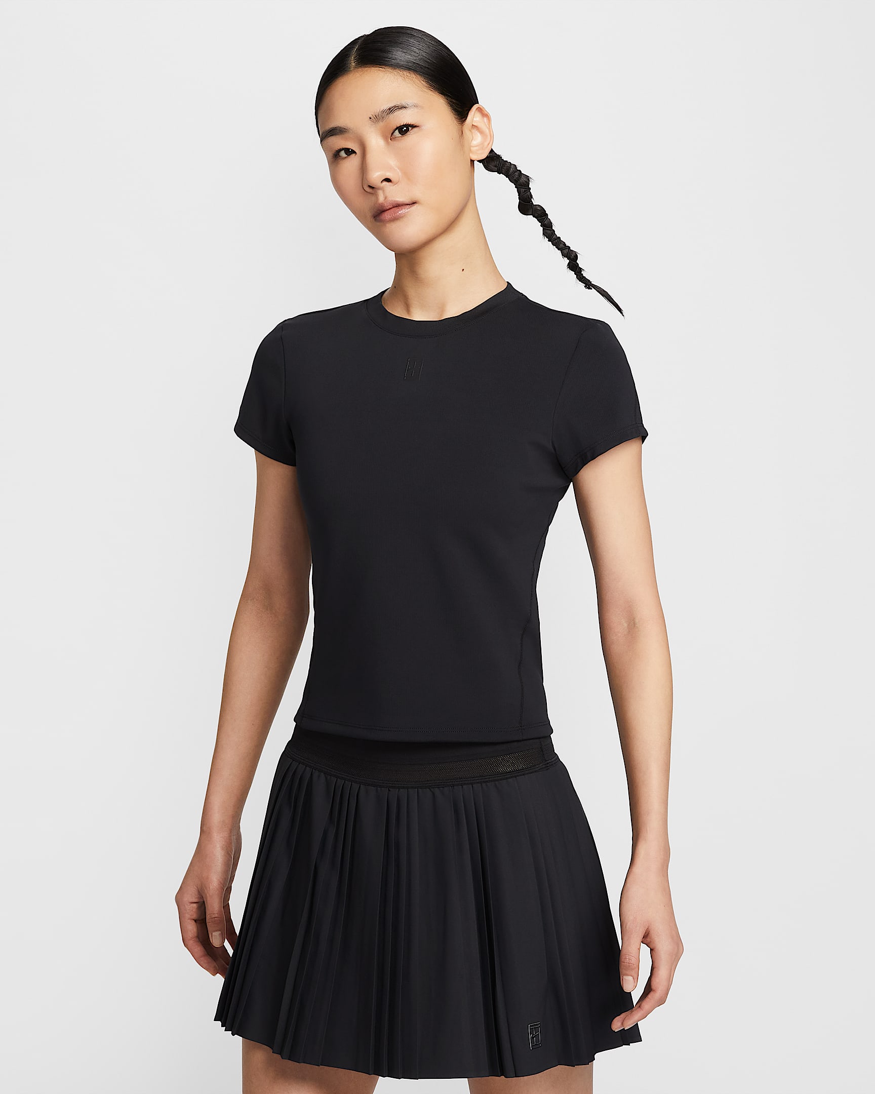 NikeCourt Advantage Dri-FIT 女子速干短袖网球上衣 - 黑/黑